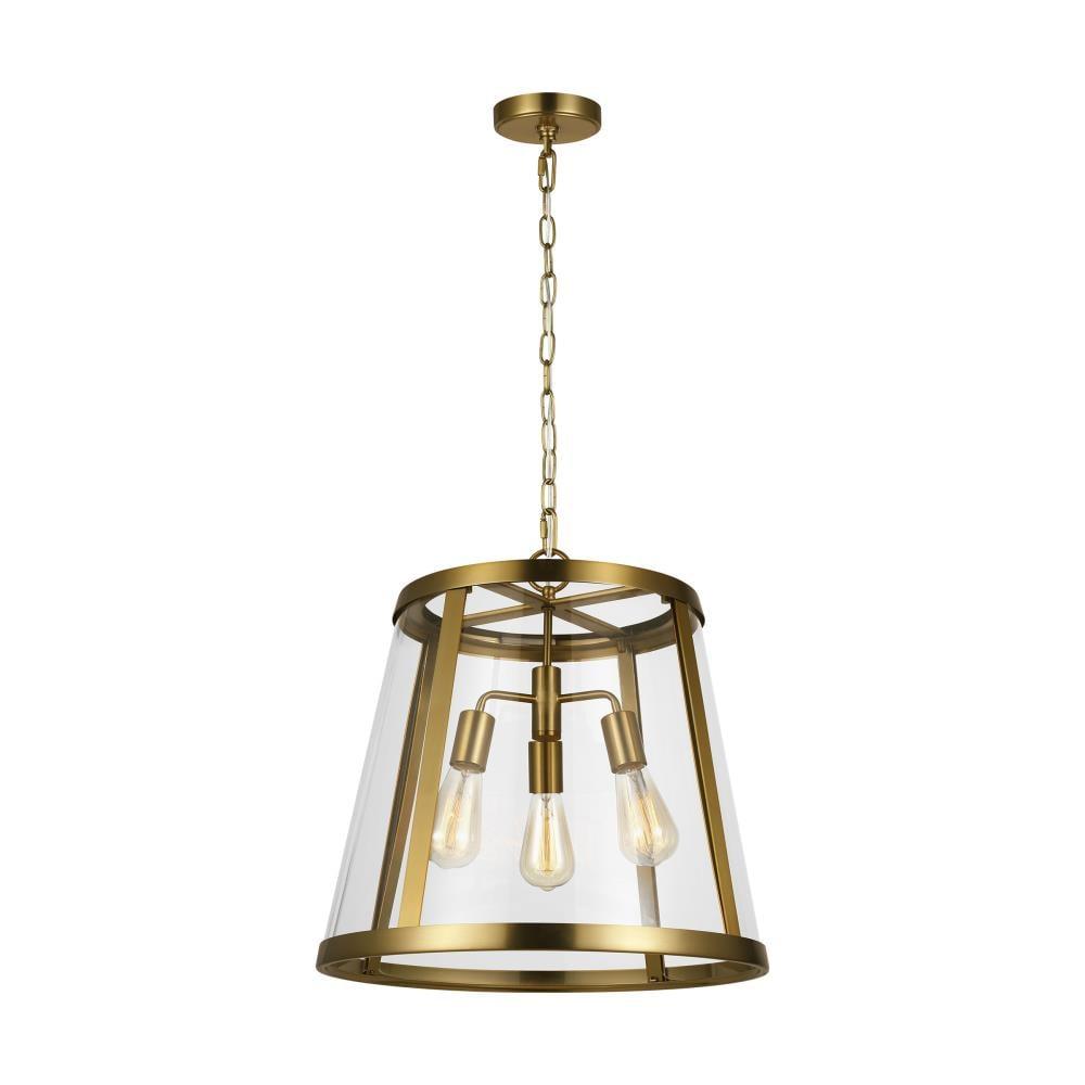 Mini Harrow 3-Light Burnished Brass Pendant with Clear Glass