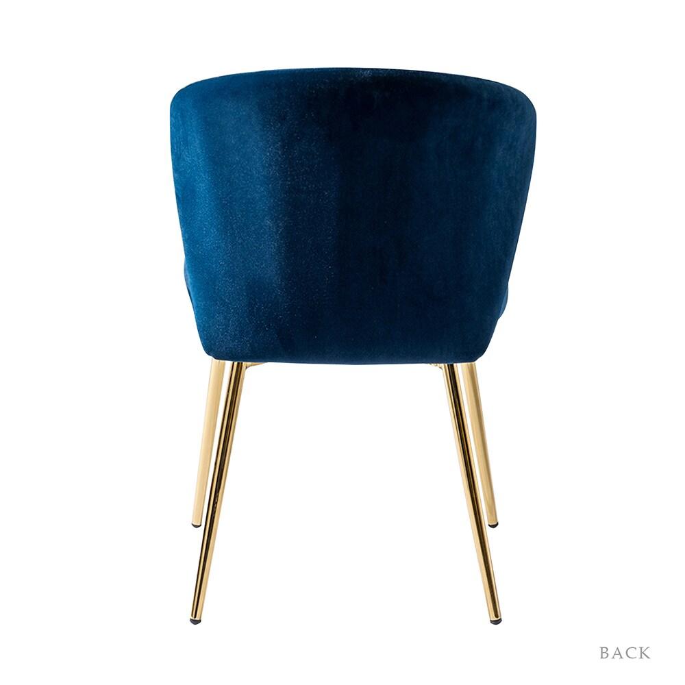 Home Velvet Dining Chairs Set of 2 Upholstered Wingback Accent Side Chairs Metal Legs Living Room Kitchen Navy