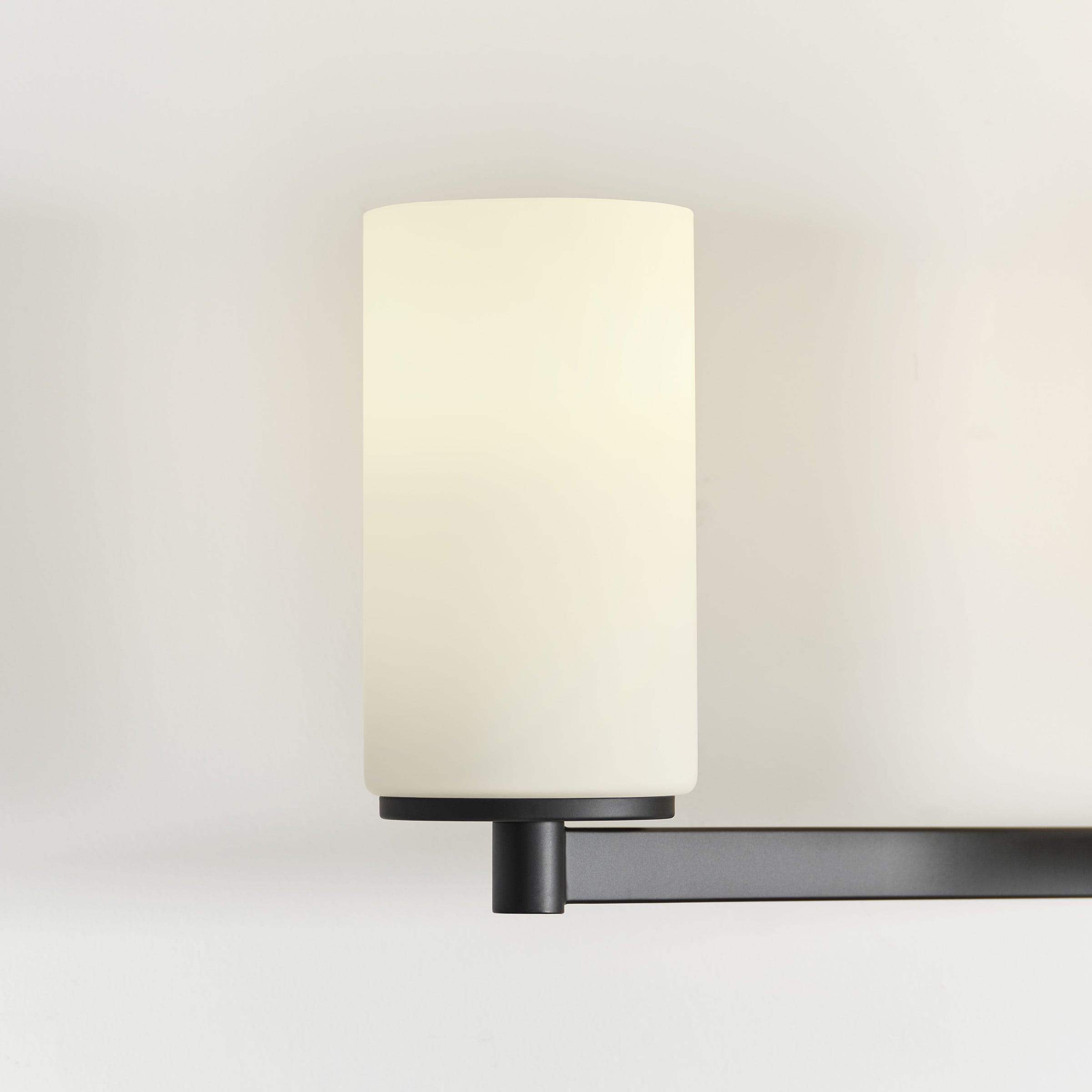 Midnight Black 29" Vanity Light with Etched Glass Shades