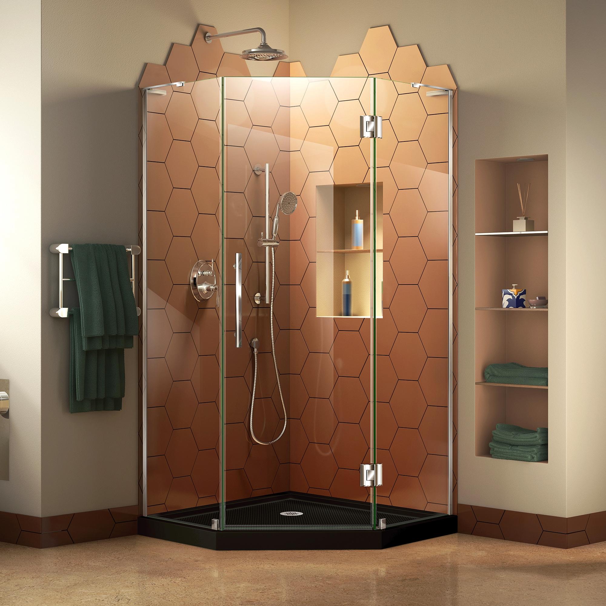 Prism Plus 38" W x 38" D x 74.75" H Frameless Neo-Angle Shower Enclosure with Base Included