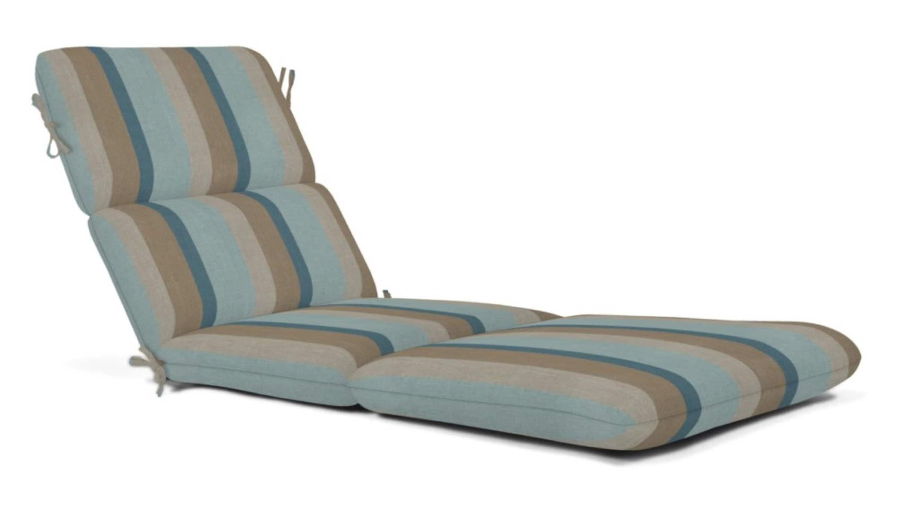 Casual Cushion Stripe Sunbrella® Fabric 1-Piece Outdoor Chaise Cushion, 22.5"W x 74"L, Gateway Mist