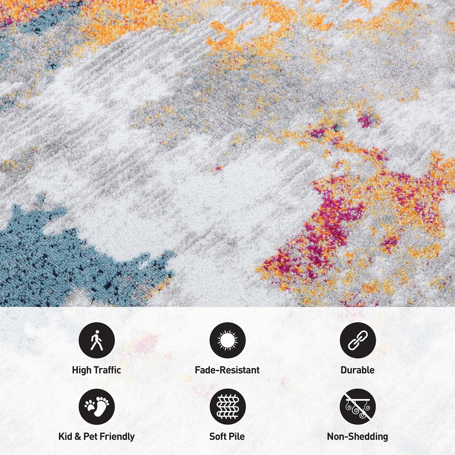 World Rug Gallery Contemporary Abstract Elegance Area Rug - MULTI 3'3"x5'