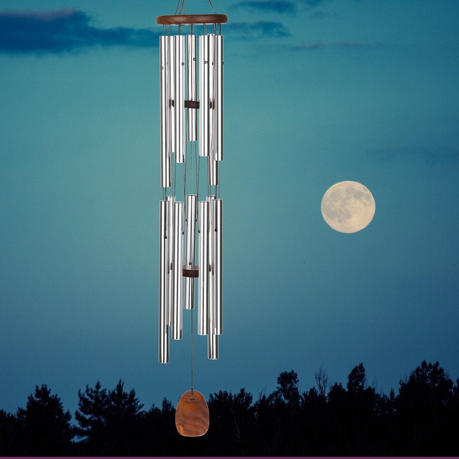 40'' Silver Aluminum and Teak Wind Chime