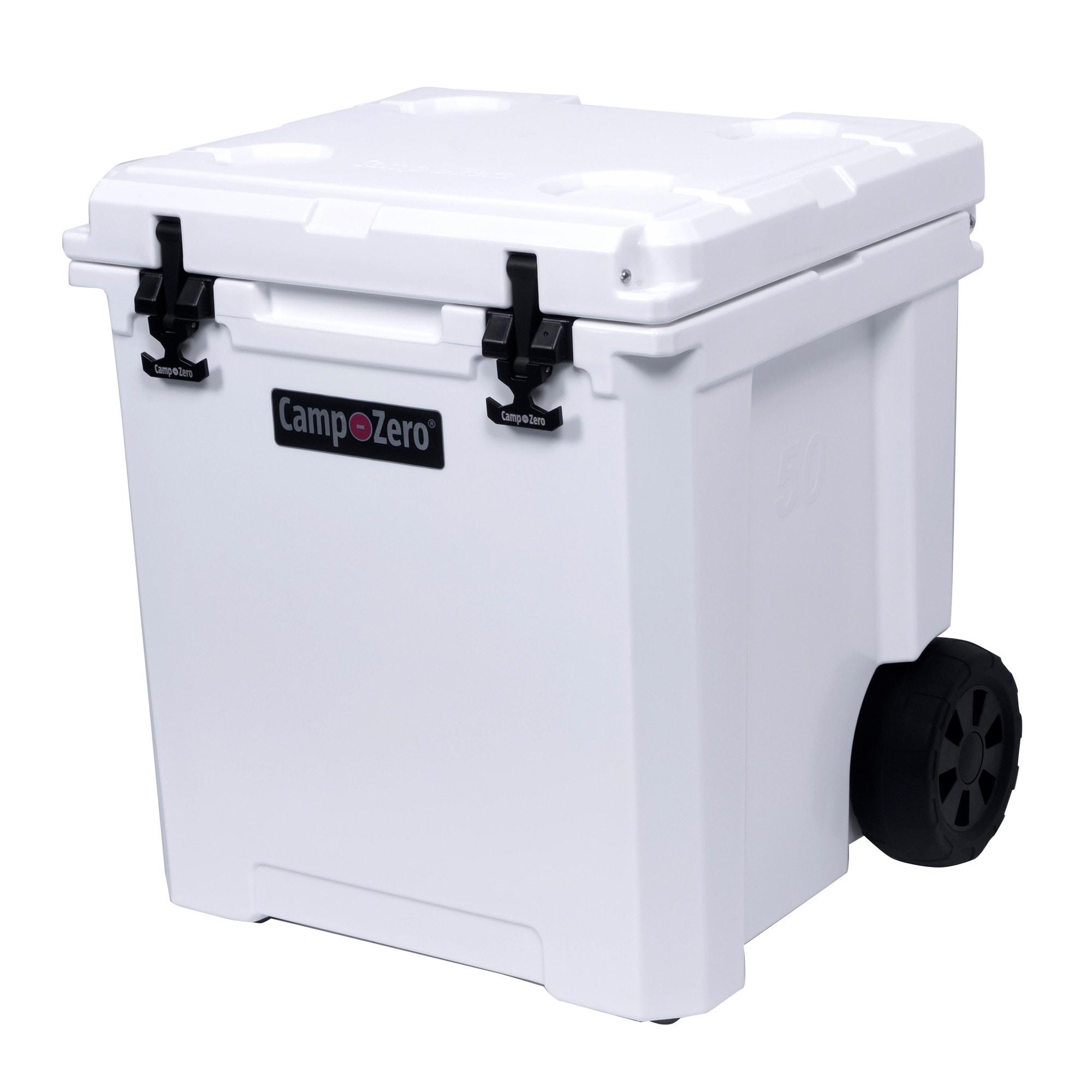Camp-Zero 50 - 52 Qt. Premium Chest Cooler with Easy-Roll Wheels White