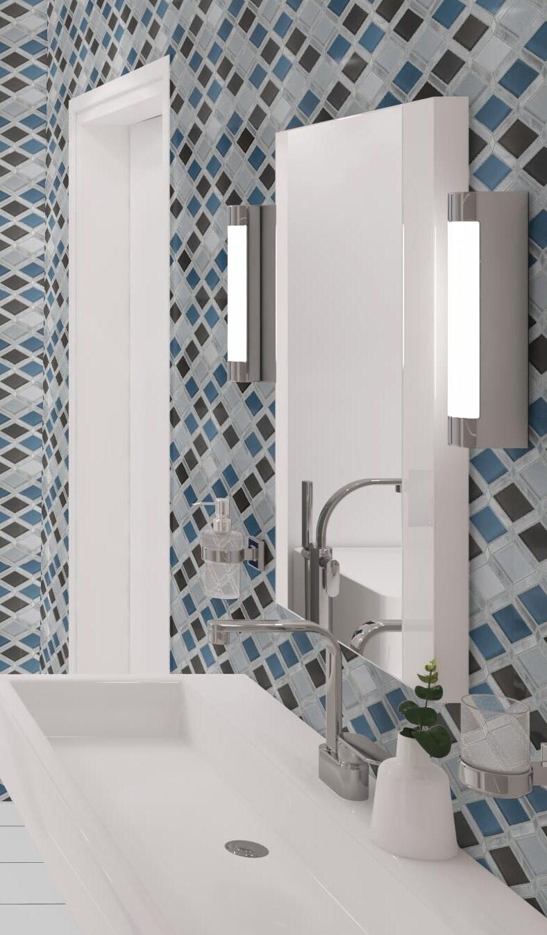 Andova Geom Aluminum Metal Diamond Mosaic Kitchen Backsplash, Bathroom, Shower, Wall and Floor Tile