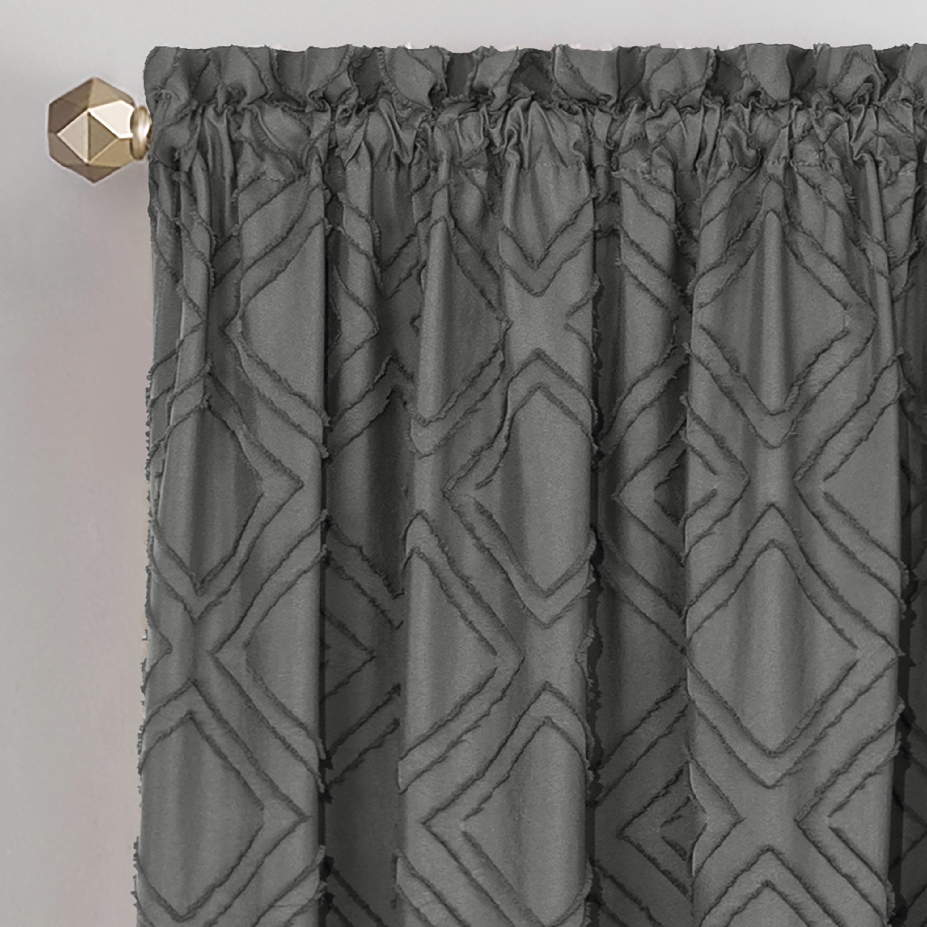 Achim Blake Geometric Diamond Rod Pocket Light Filtering Curtain Panel, Charcoal, 42" x 84"