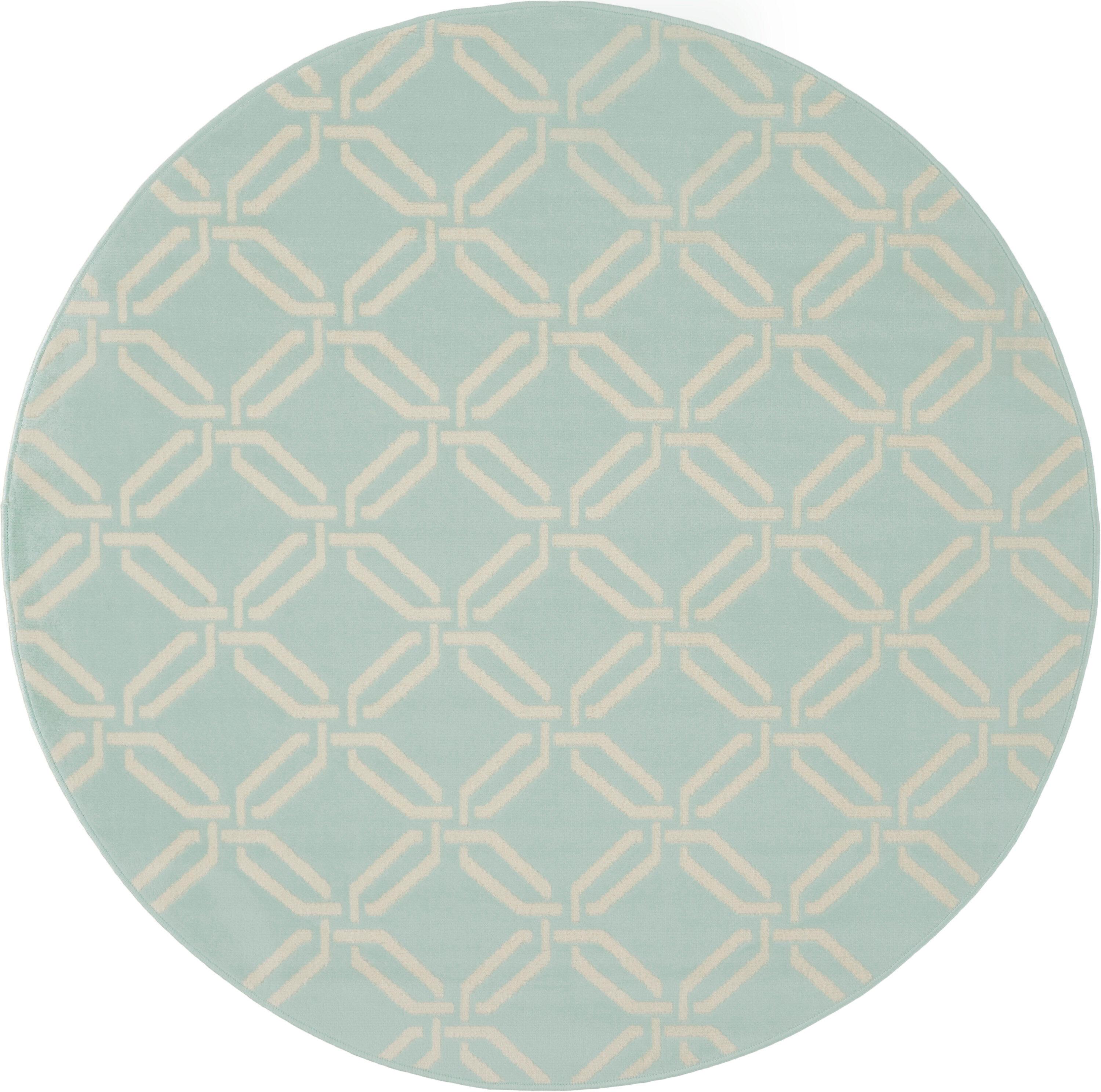 Nourison Jubilant Modern Trellis Green 5'3" x ROUND Area Rug, (5' Round)