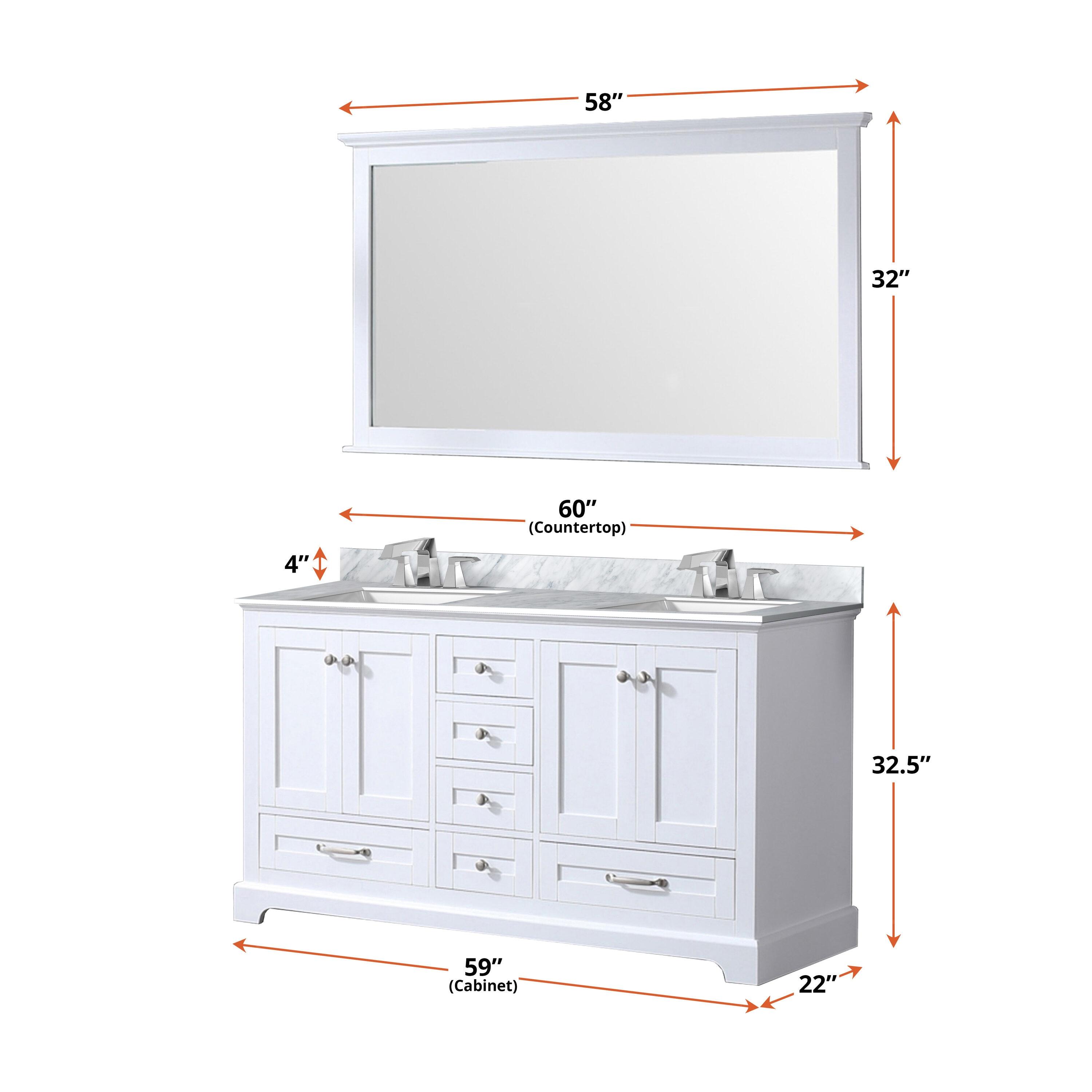 Lexora Home Dukes 60" Double Vanity with Mirror in White