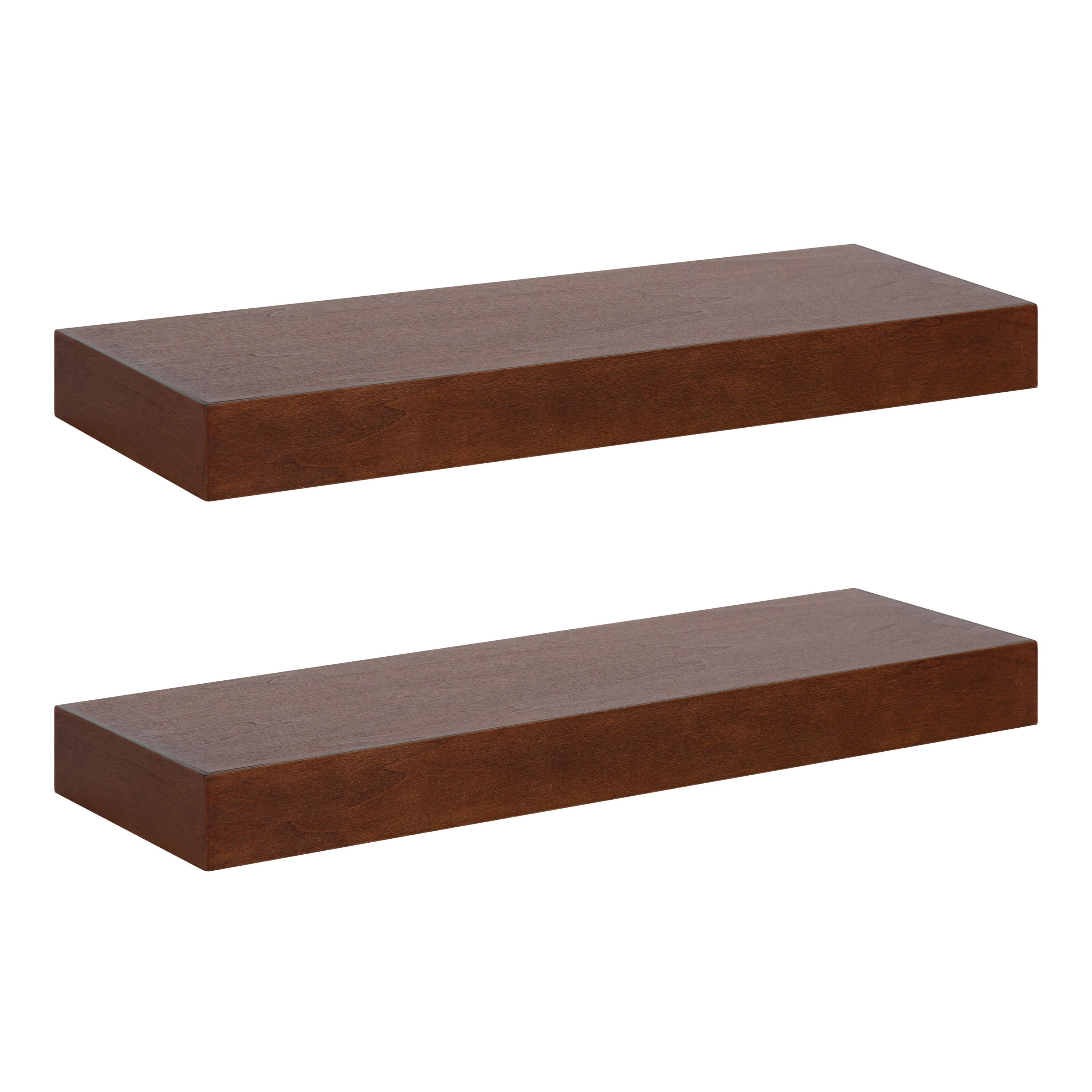 2pc 24" Havlock Wood Shelf Set Walnut Brown - Kate & Laurel All Things Decor: Easy Install, Storage Display