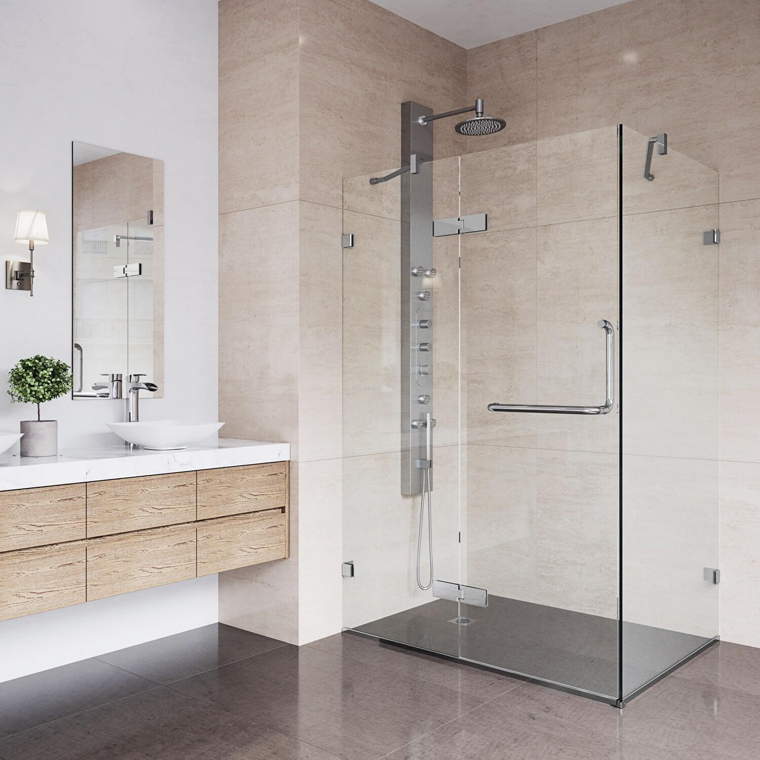 VIGO Monteray 46" W x 30" D x 73" H Hinged Frameless Shower Enclosure with 3/8  Clear Glass VG6011CHCL48