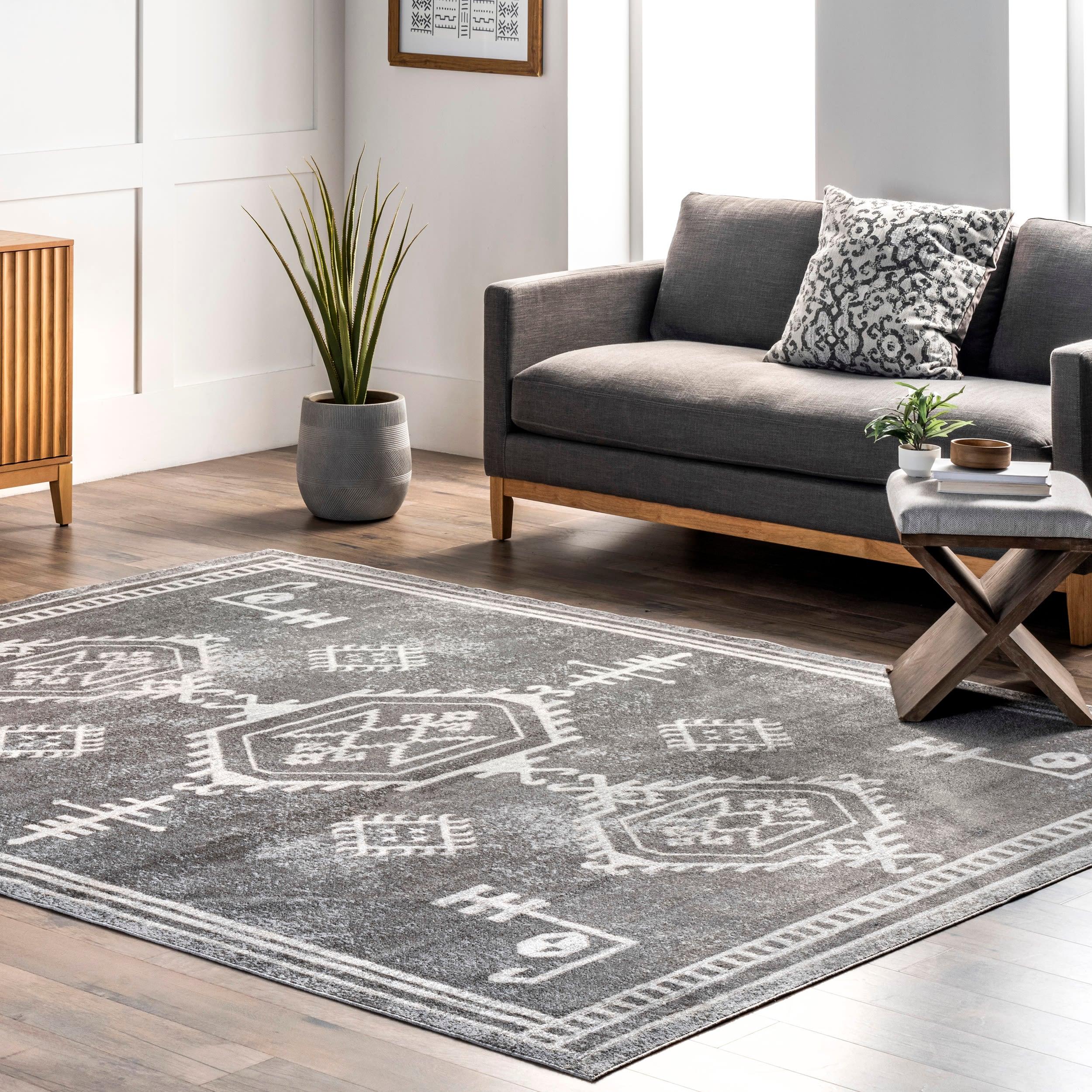 Nuloom Kyleigh Medallion 3x5 Machine Washable Accent Indoor Area Rug for Living Room Bedroom Dining Room Entryway Kitchen, Dark Grey/Ivory