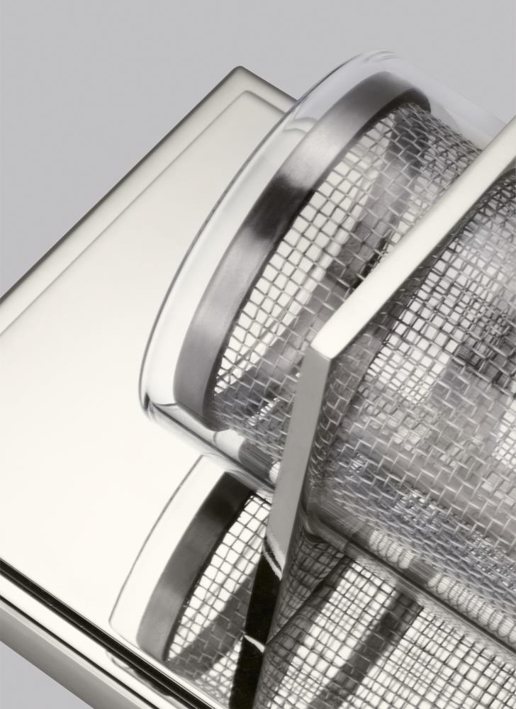 Polished Nickel Cylinder Dimmable Wall Sconce with Clear Glass Shade