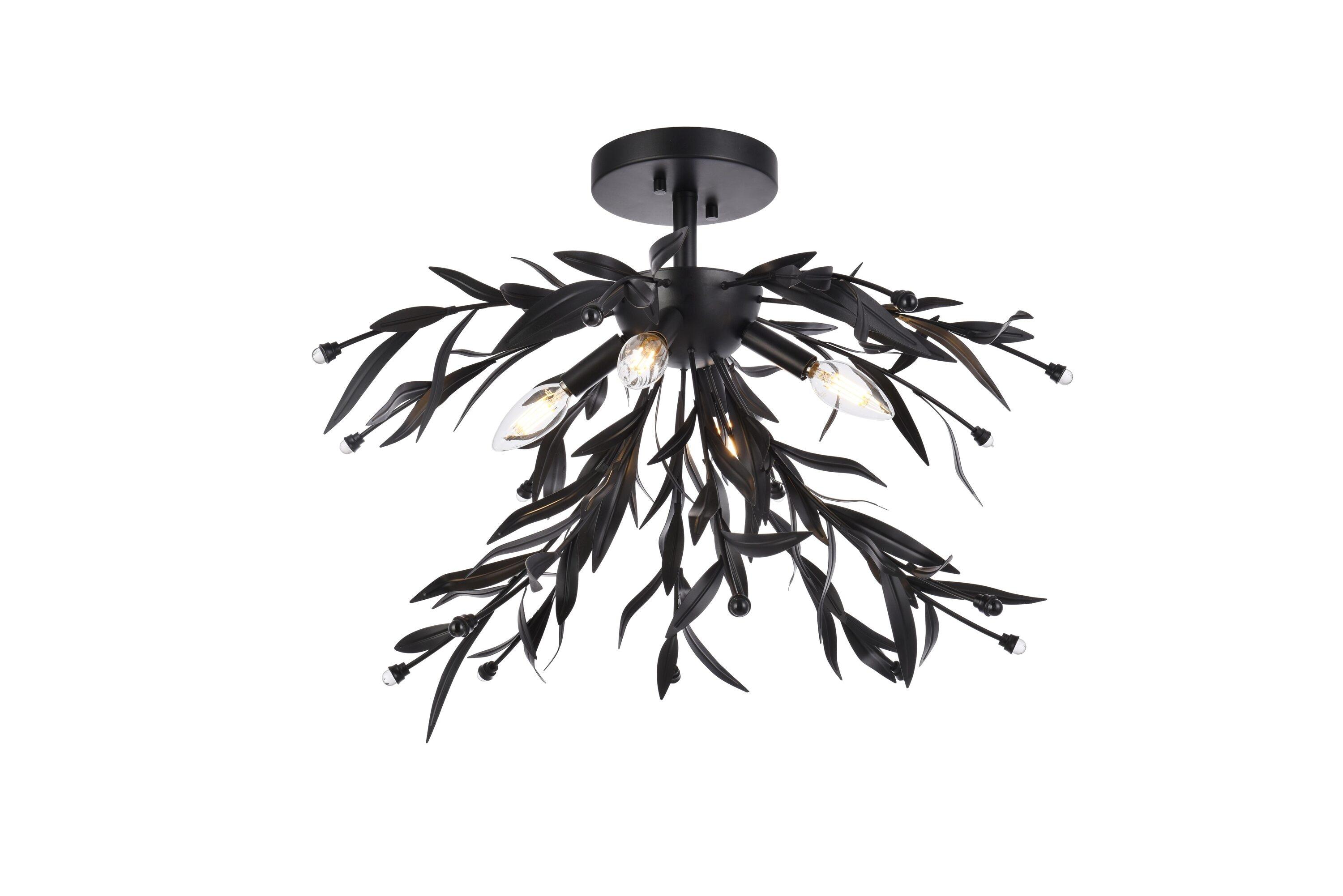 Elegant Lighting Priscilla 23 inch flush mount in black
