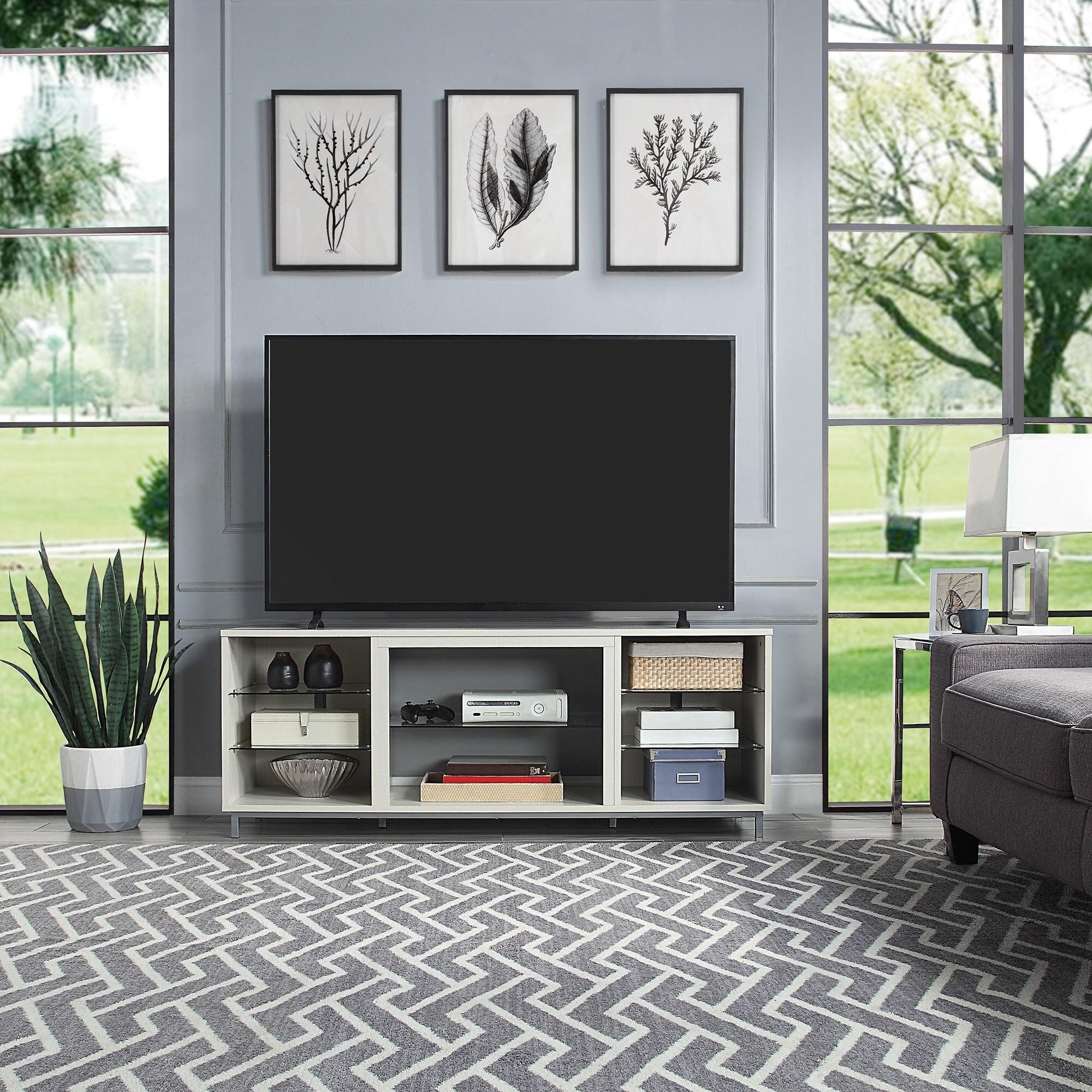 Brighton TV Stand for TVs up to 56" Beige - Manhattan Comfort: MDF Media Console with Cable Management
