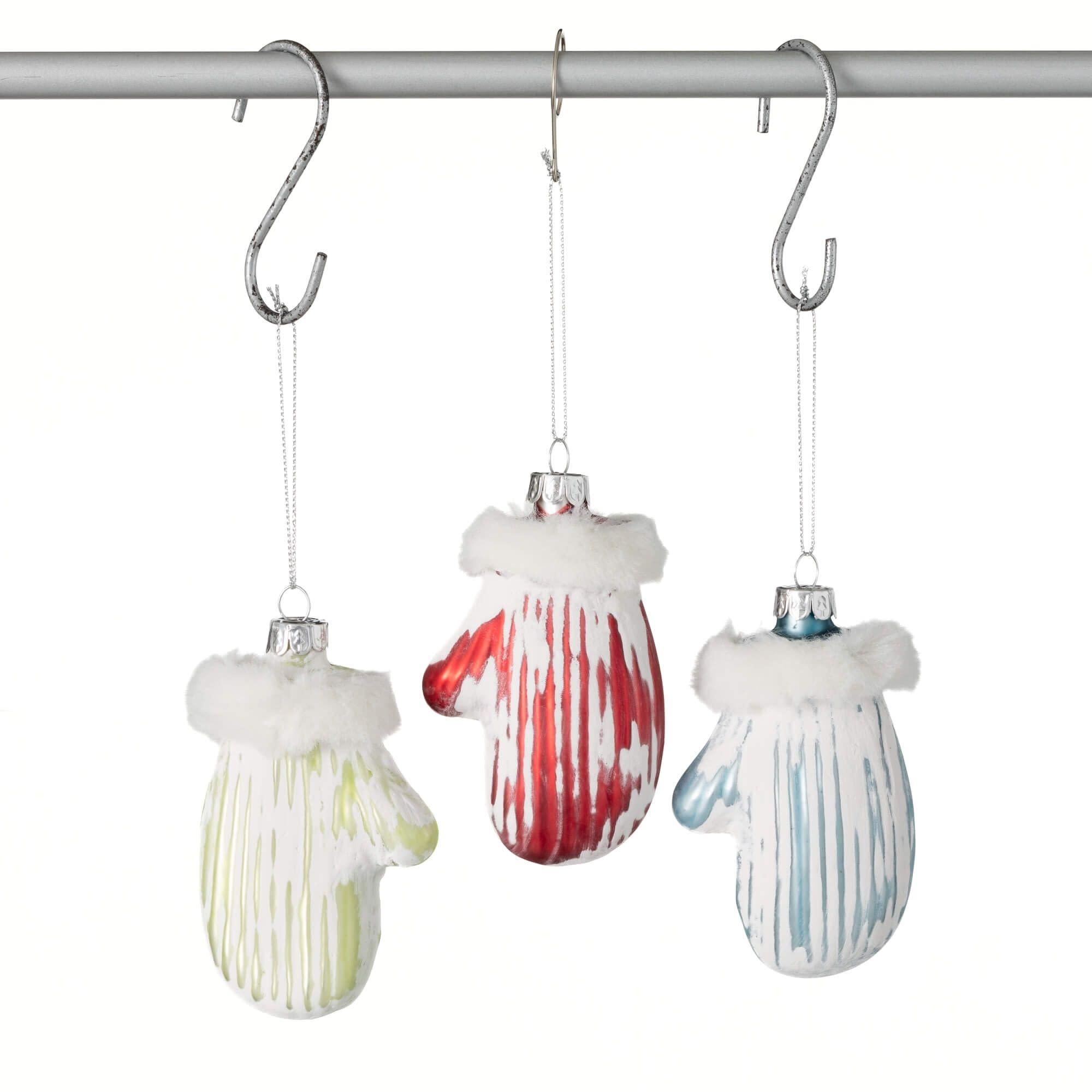 4" Christmas Mitten Ornament Set of 3, Multicolor (Set of 3)