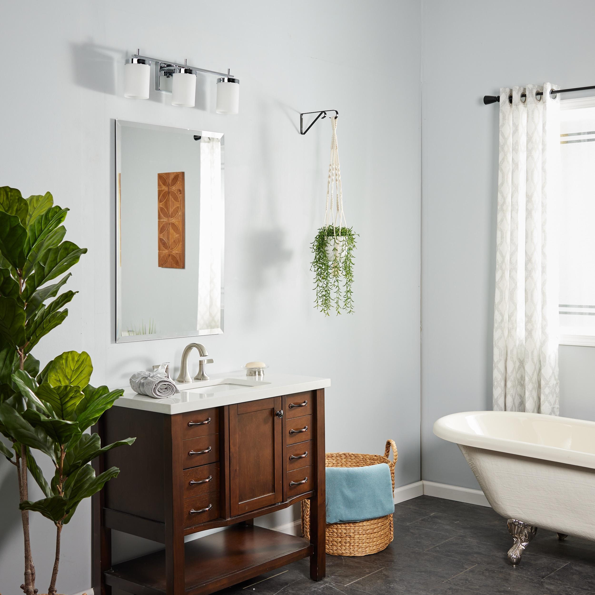 Zire Chrome 3-Light LED Vanity Fixture with Etched Glass