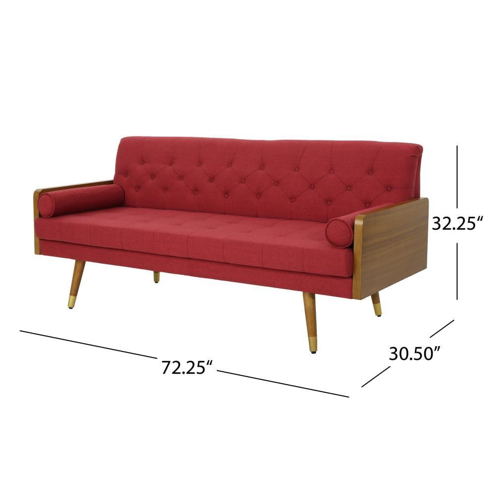 Jalon 72.25" Red Polyester Midcentury Modern Sofa