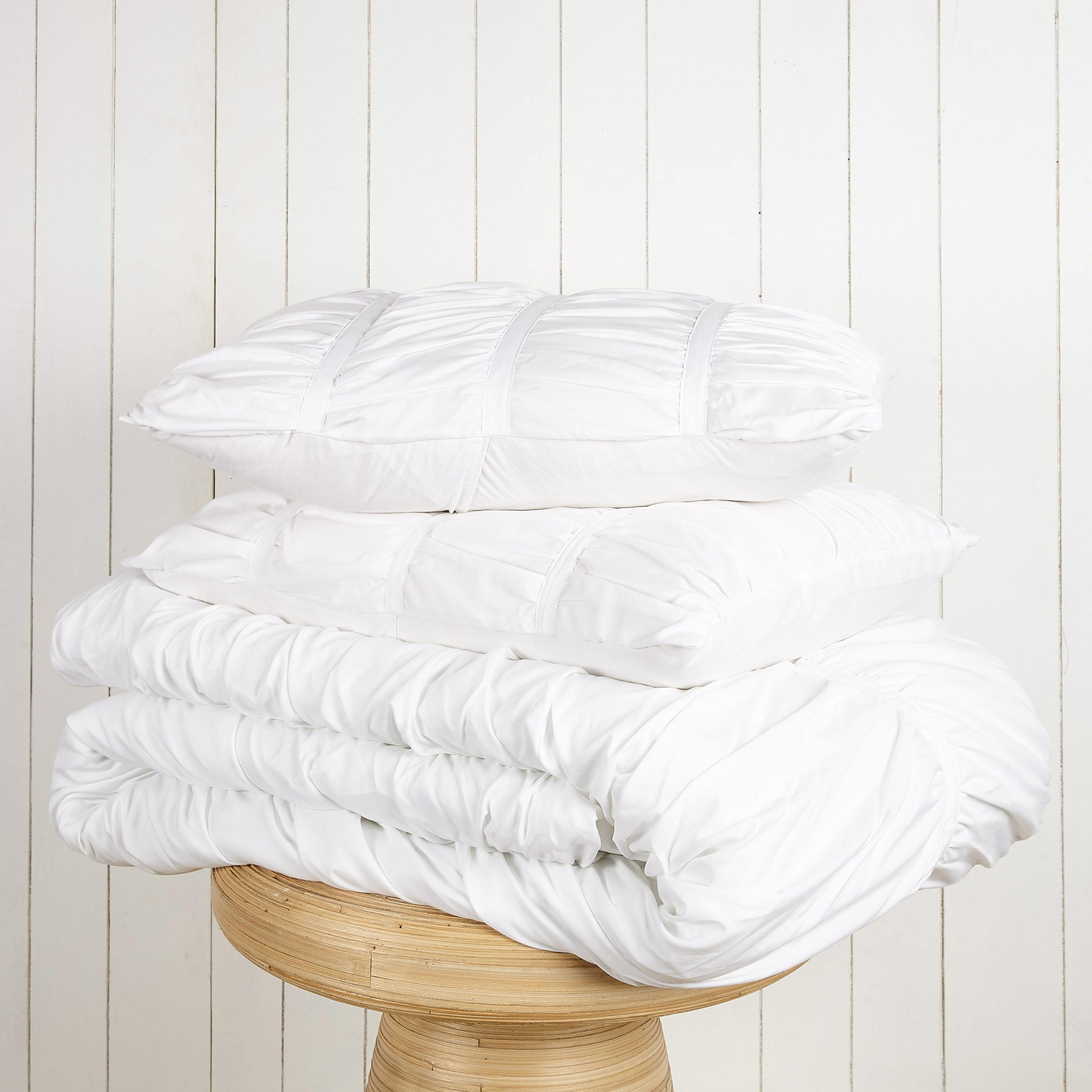 Emily Texture (White) 2-Piece Comforter Set, Ruched All Seasons Bedding, Machine Washable - Twin/Twin XL Size