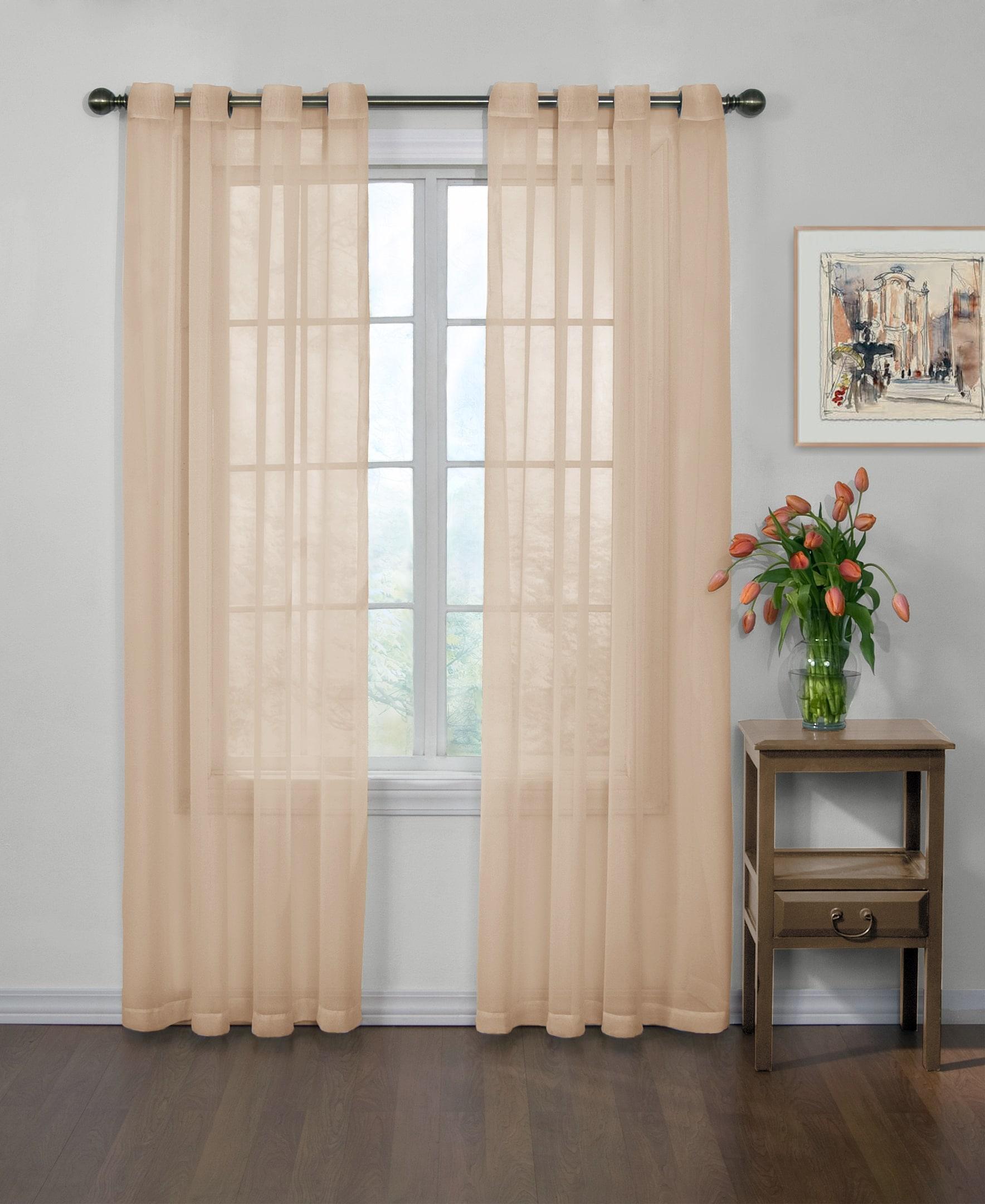Arm & Hammer Curtain Fresh Odor-Neutralizing Sheer Voile Grommet Single Curtain Panel, Beige, 59 x 95