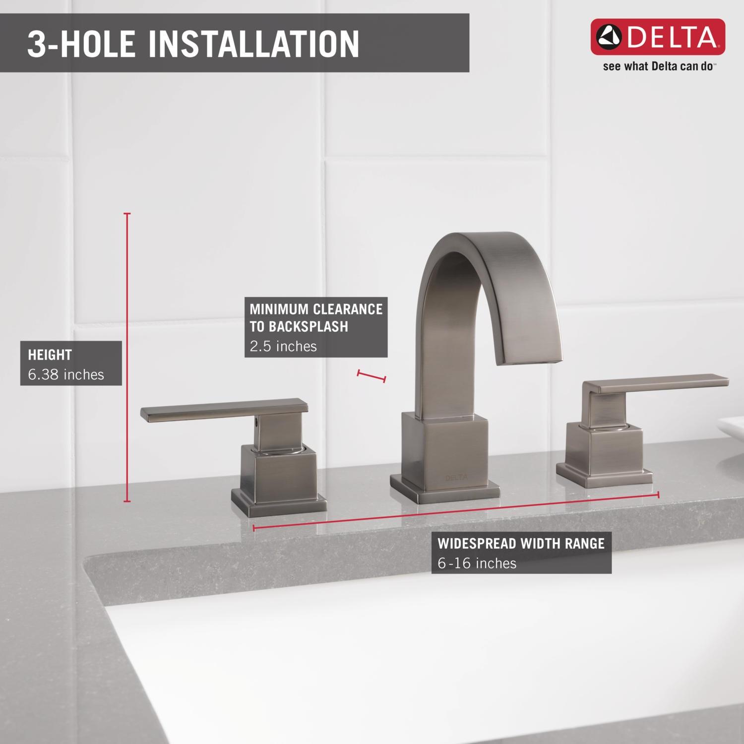 Vero Widespread Bathroom Faucet 3 Hole, 2-handle Bathroom Sink Faucet with Drain Assembly