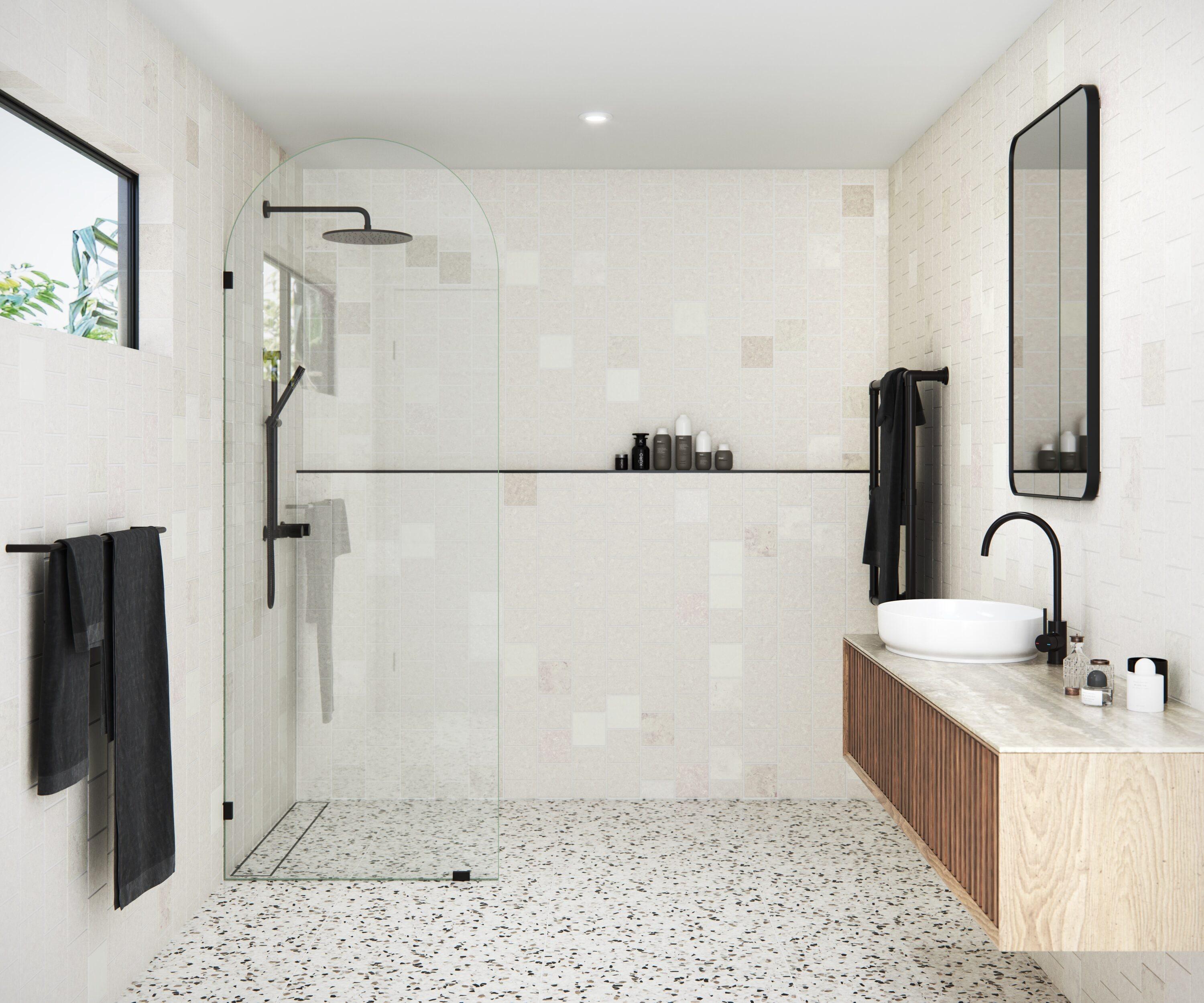 Venus 32 in. x 86.75 in. Fully Frameless Arched Single Fixed Shower Panel