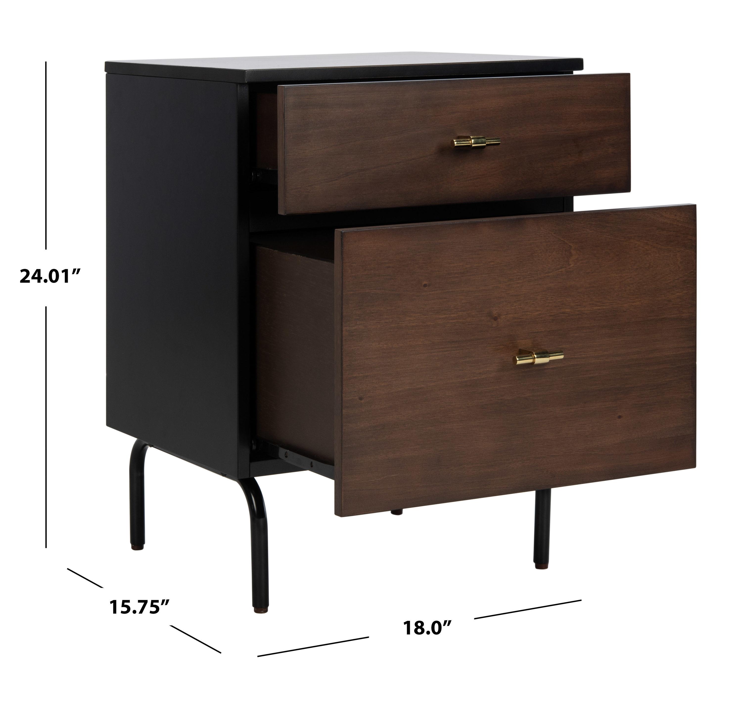 Genevieve 2 Drawer Nightstand - Walnut/Black - Safavieh.