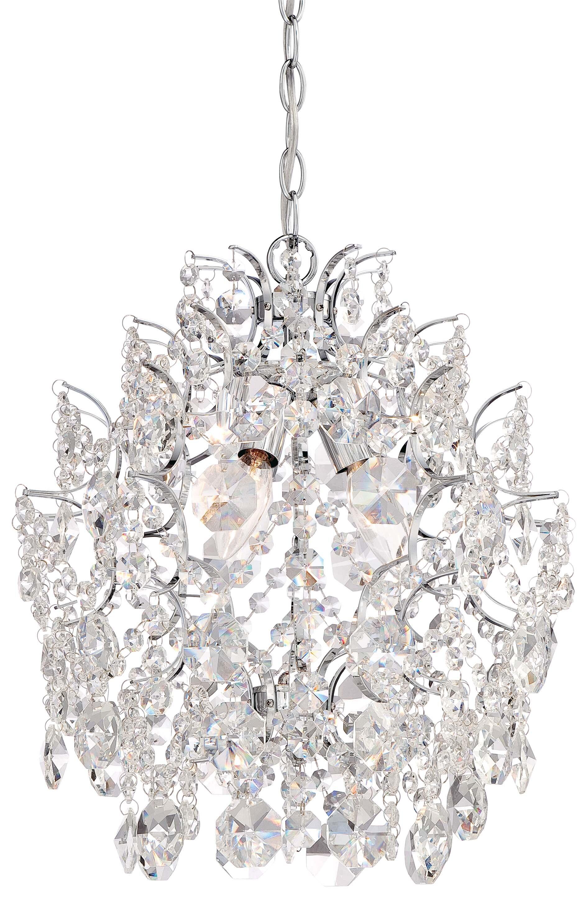 Elegant Chrome Mini Chandelier with Crystal Accents, 3-Light