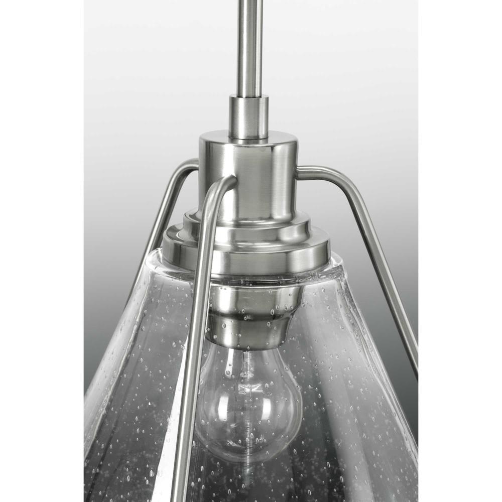 Progress Lighting, Range, 1-Light, Wall Sconce, Polished Nickel, Clear Seeded Glass Shade