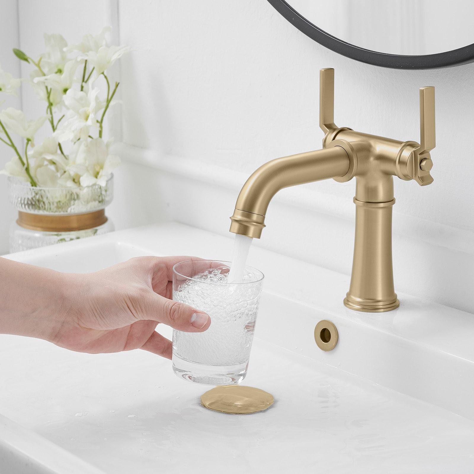 BWE Double Handle Industrial Style Bathroom Faucet Lavatory Mixer Tap Commercial Vanity