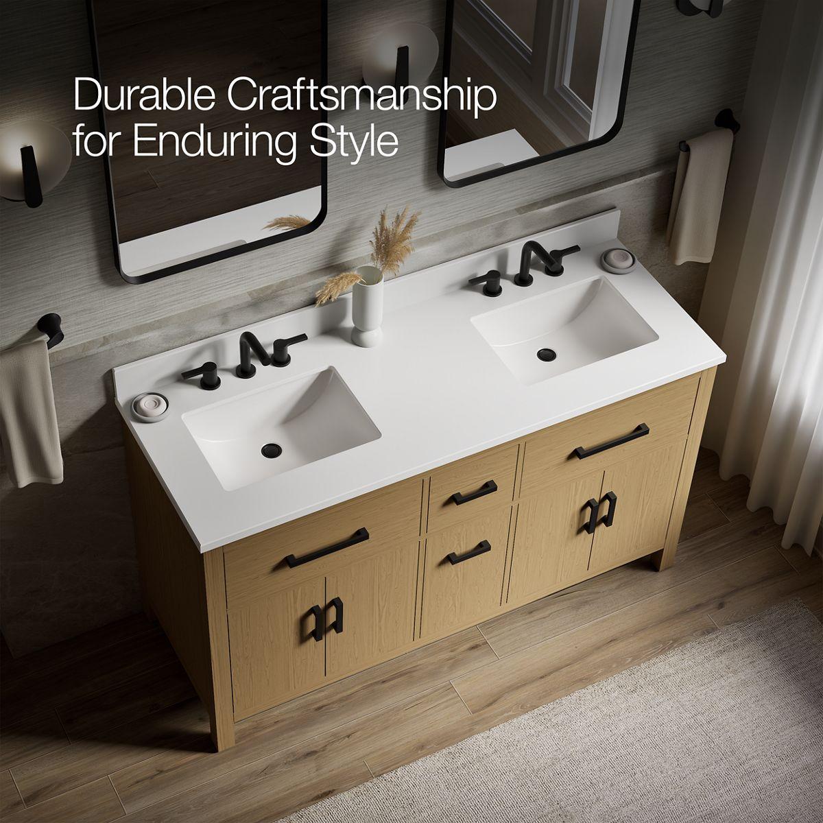 Kresla 60 In. Bathroom Vanity Cabinet With Sinks And Quartz Top
