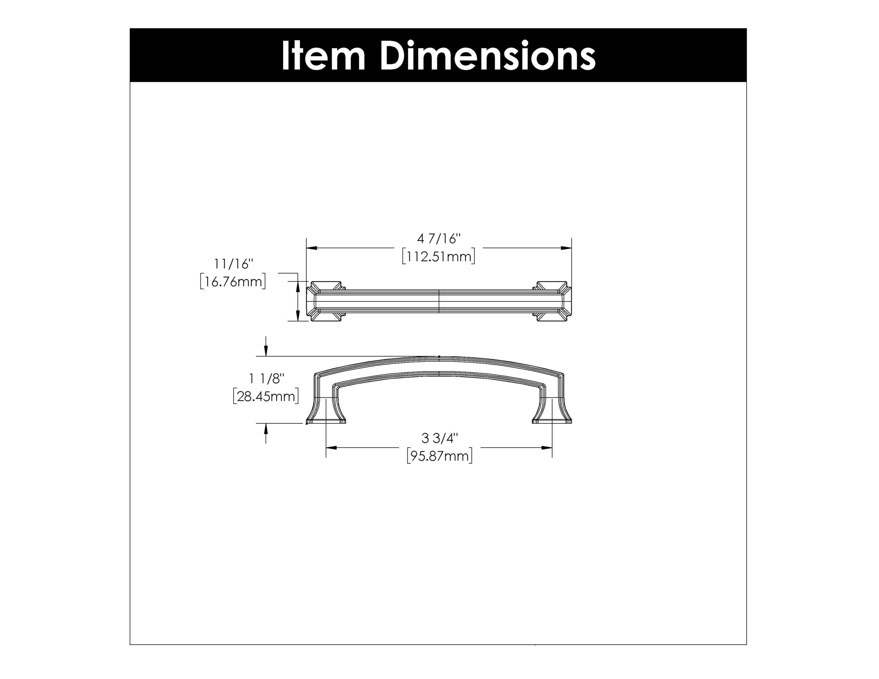 Bridges Kitchen Cabinet Handles, Solid Core Drawer Pulls for Cabinet Doors, 3 3/4" (96mm)