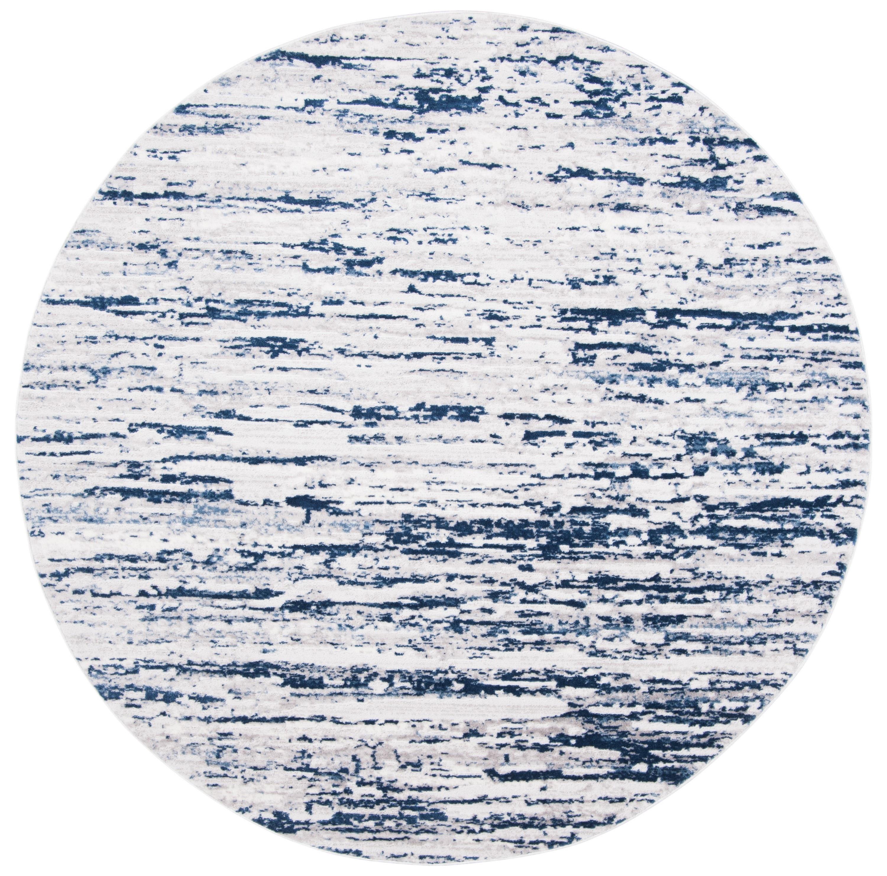 Amelia ALA768 Power Loomed Area Rug - Grey/Navy - 6'7" Round - Safavieh.