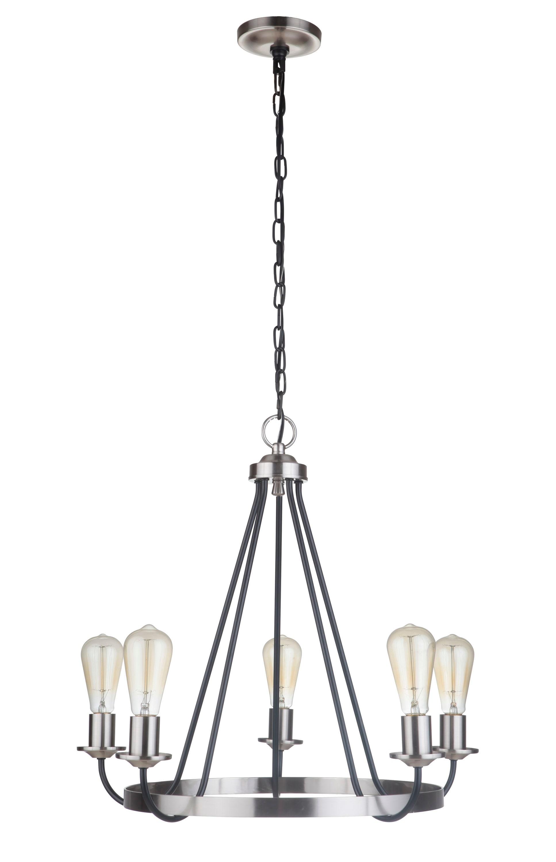 Craftmade Lighting Randolph 5 - Light Chandelier in  Flat Black/Brushed Polished Nickel