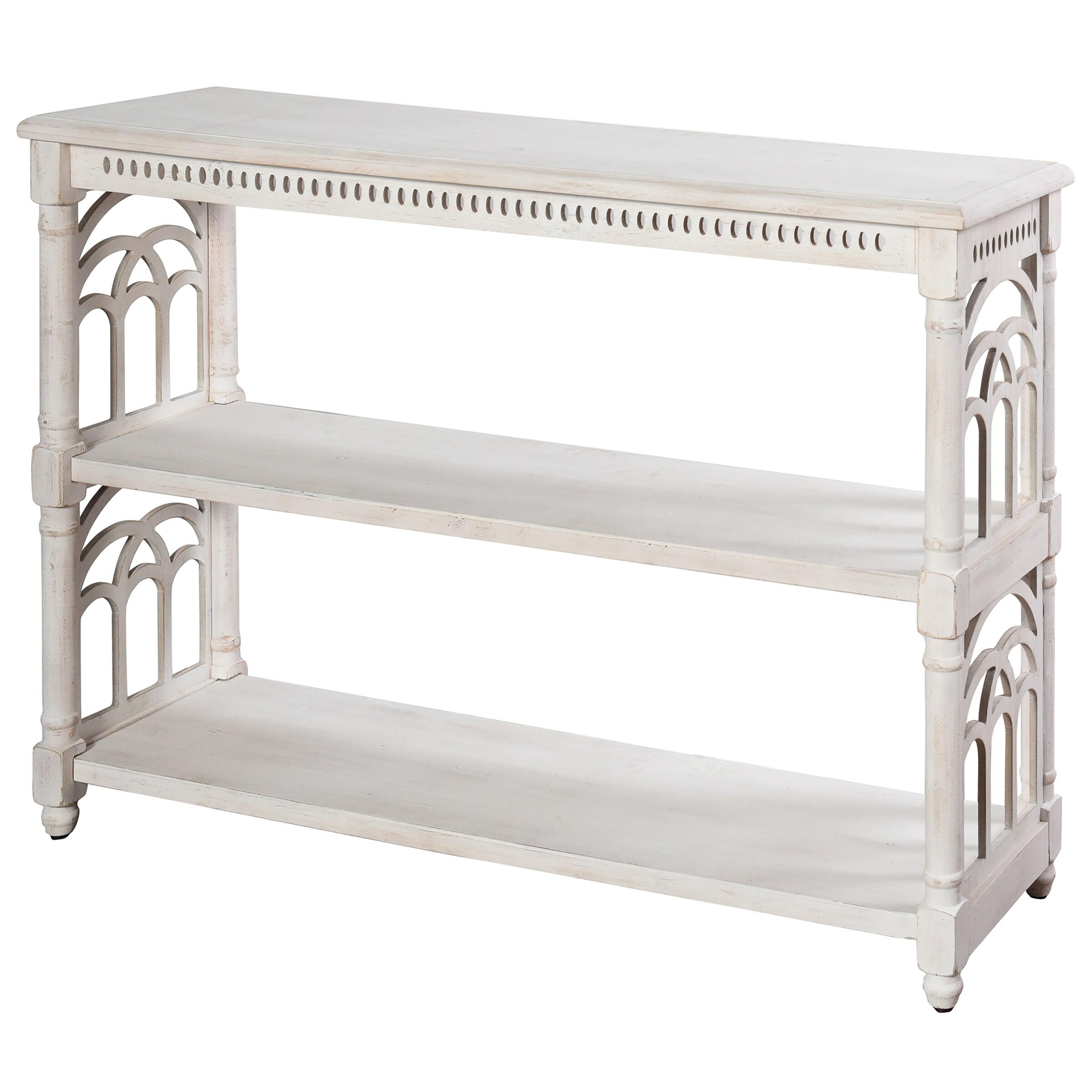 3 Tier Console Table Distressed White - StyleCraft: Entryway Table, Fir Wood Top, MDF Frame