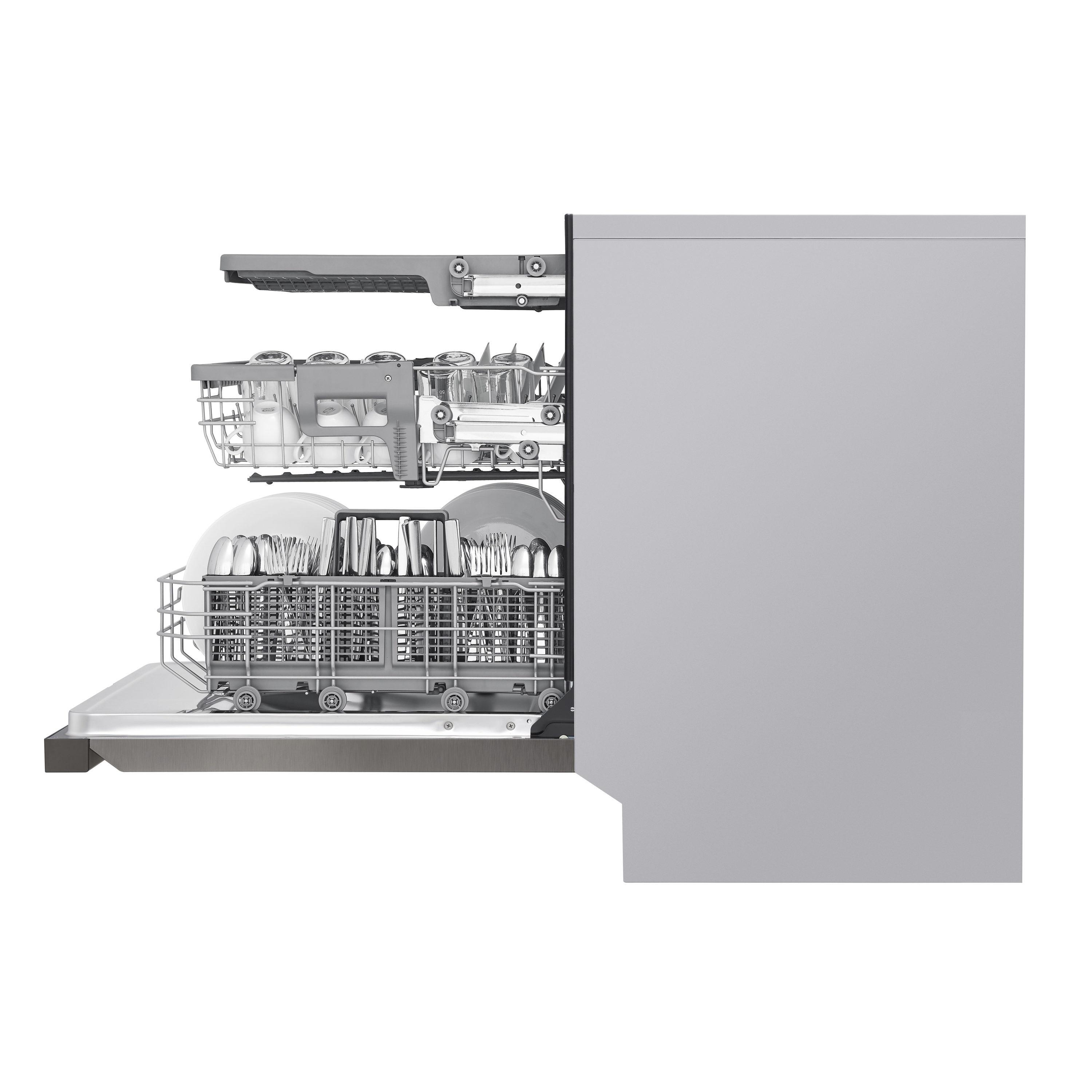 LG 24 in. PrintProof Stainless Steel Front Control Dishwasher with QuadWash, 3rd Rack & Dynamic Dry, 48 dBA