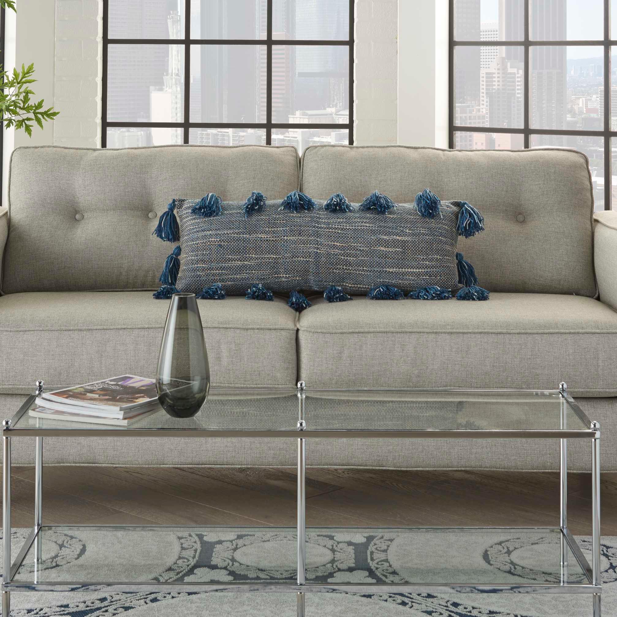 Mina Victory Lifestyles 13-in x 33-in Blue Rectangular Indoor Decorative Pillow