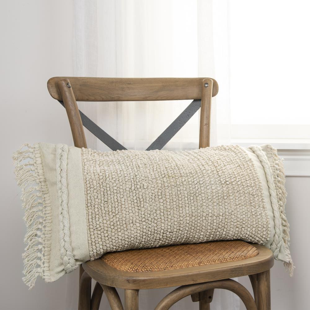 Rizzy Home 20" x 20" Poly Filled Pillow with Woven Cotton Cover-Natural