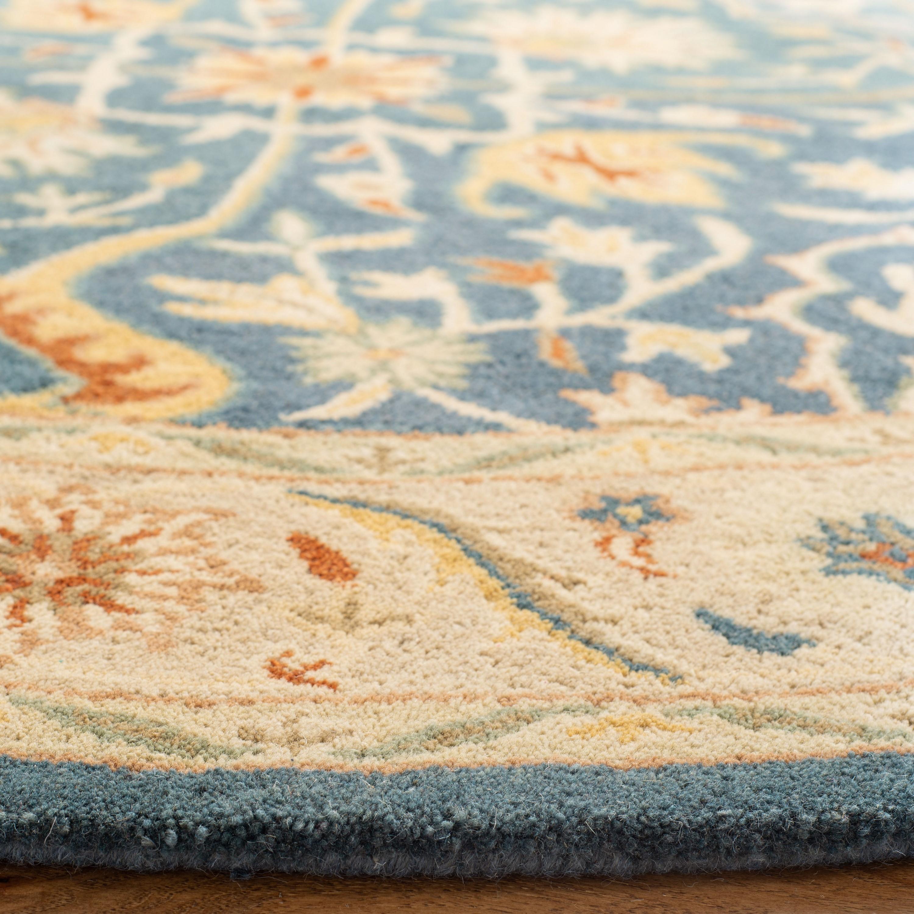 Antiquity AT14 Hand Tufted Indoor Area Rug - Blue - 8' Round - Safavieh