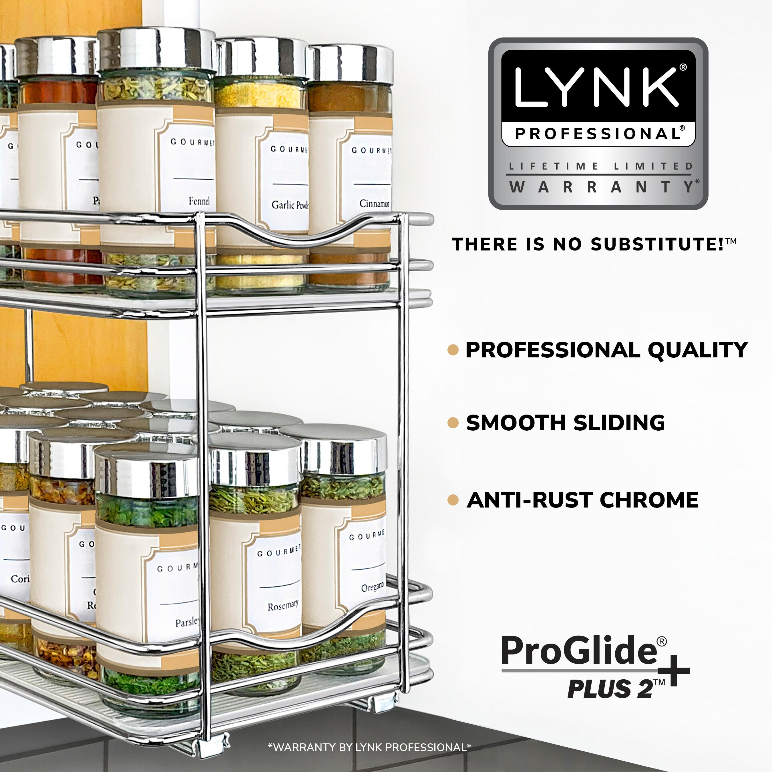 LYNK PROFESSIONAL® Pull Out Spice Rack Organizer for Cabinet - 2 Tier, Chrome