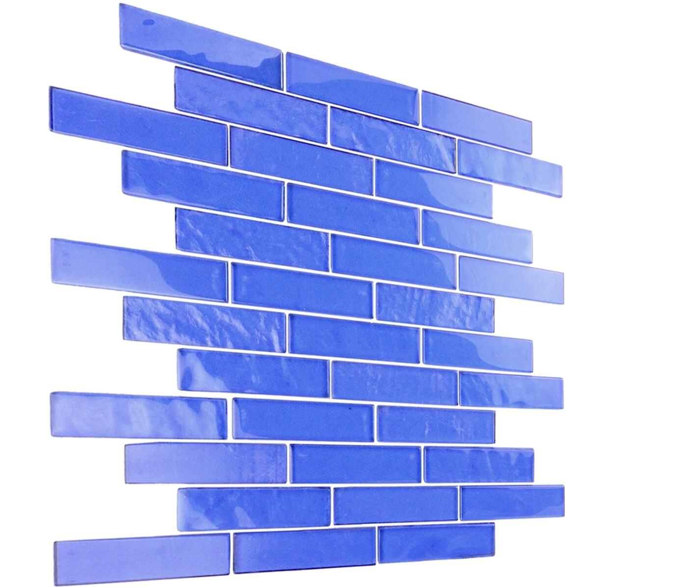 Landscape 1 in. x 4 in. Translucent Glass Plastic Face Mounted Brick Mosaic Designer Pool Tile