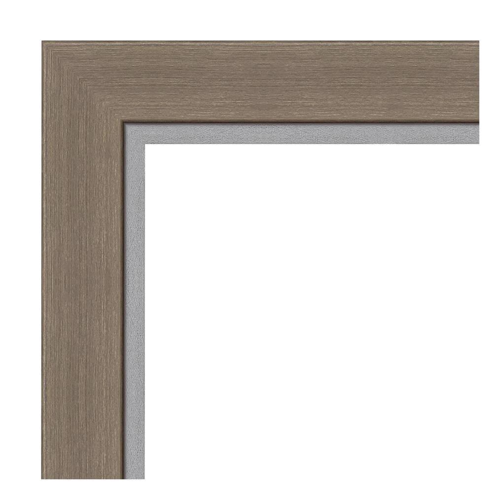 Amanti Art Beveled Bathroom Wall Mirror - Eva Narrow Frame Eva Brown Narrow Outer Size: 23 x 23 in Silver, Brown