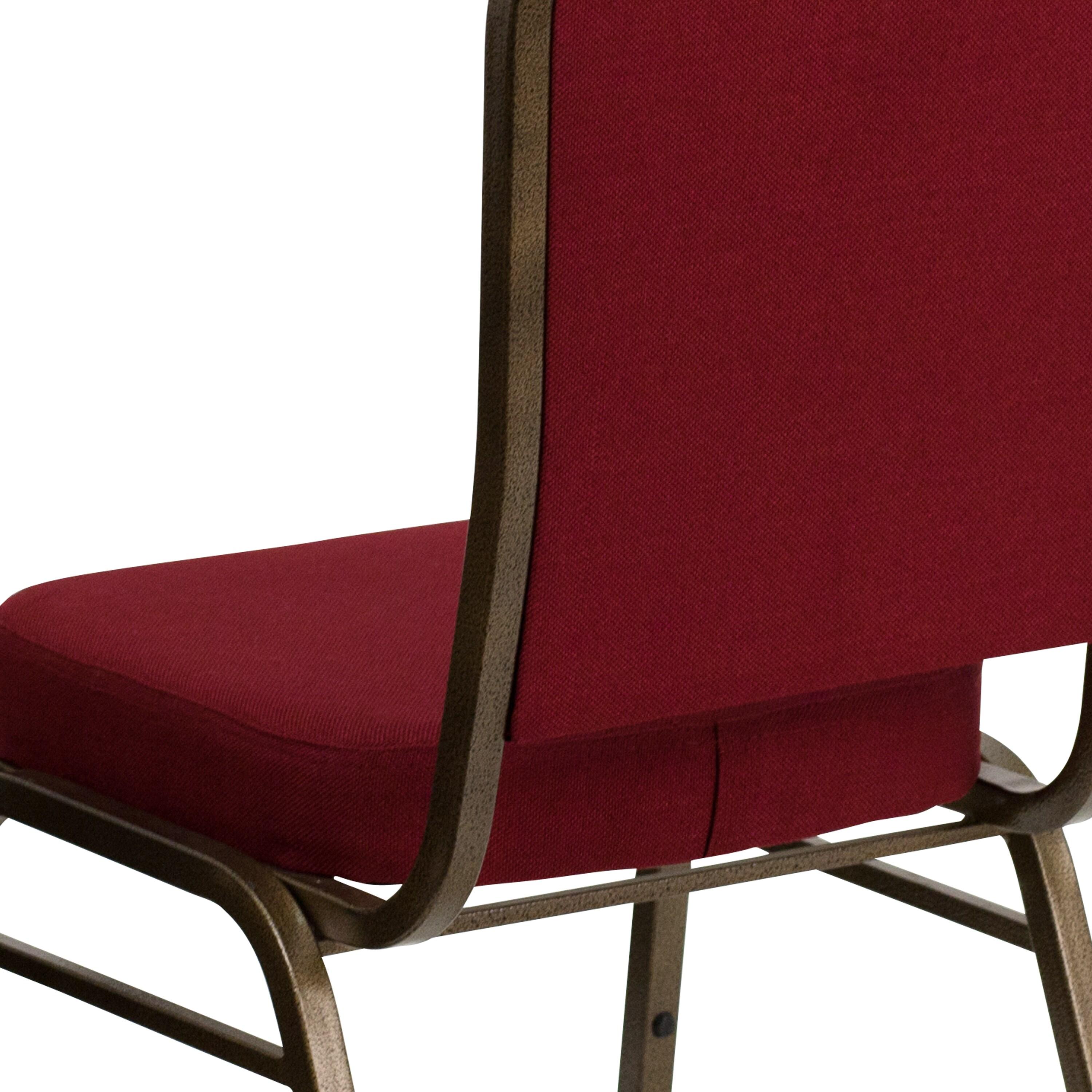 Flash Furniture HERCULES Series Crown Back Stacking Banquet Chair in Burgundy Fabric - Gold Vein Frame