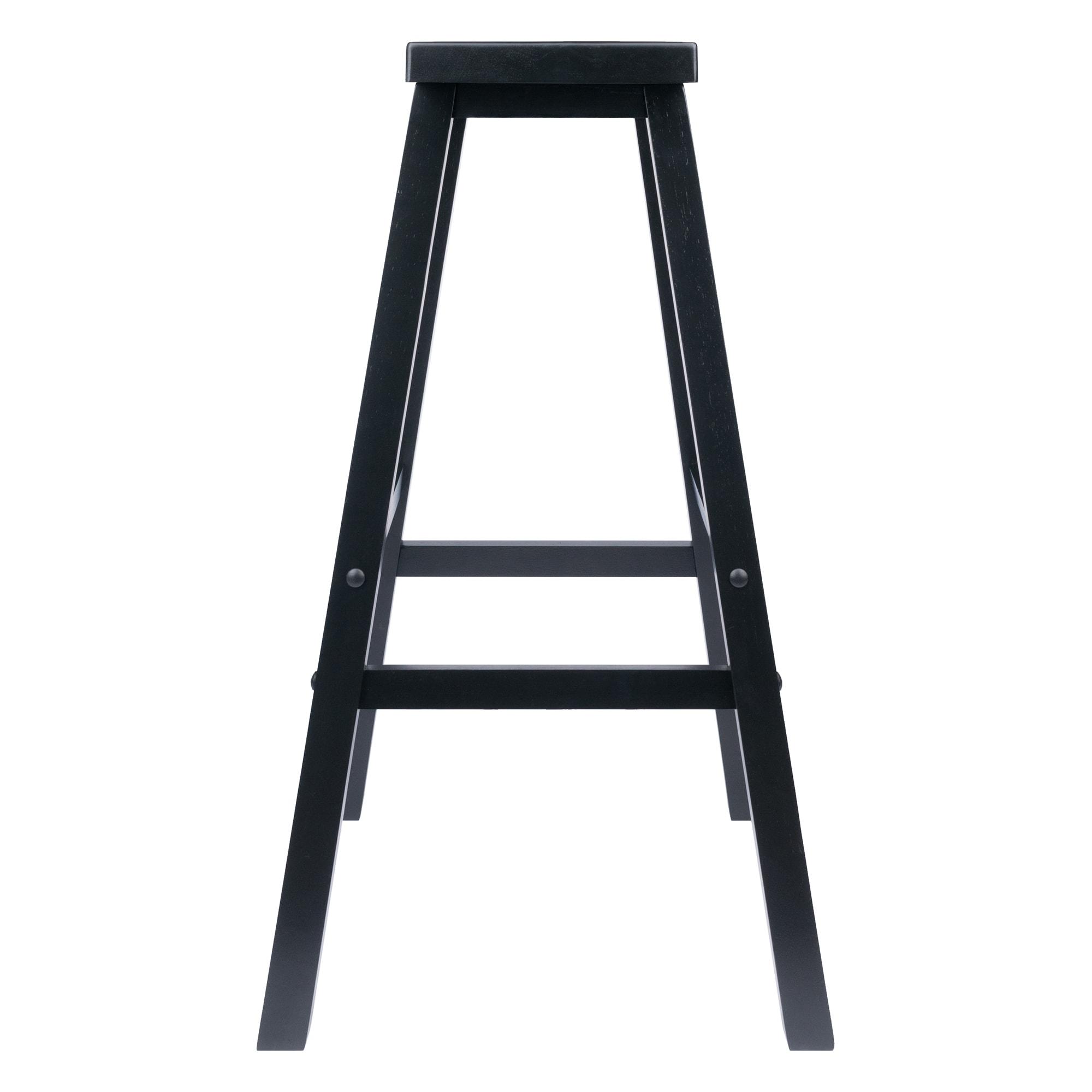 29" Satori Saddle Seat Barstool Black - Winsome: Solid Wood, High-Top Counter, Backless Design