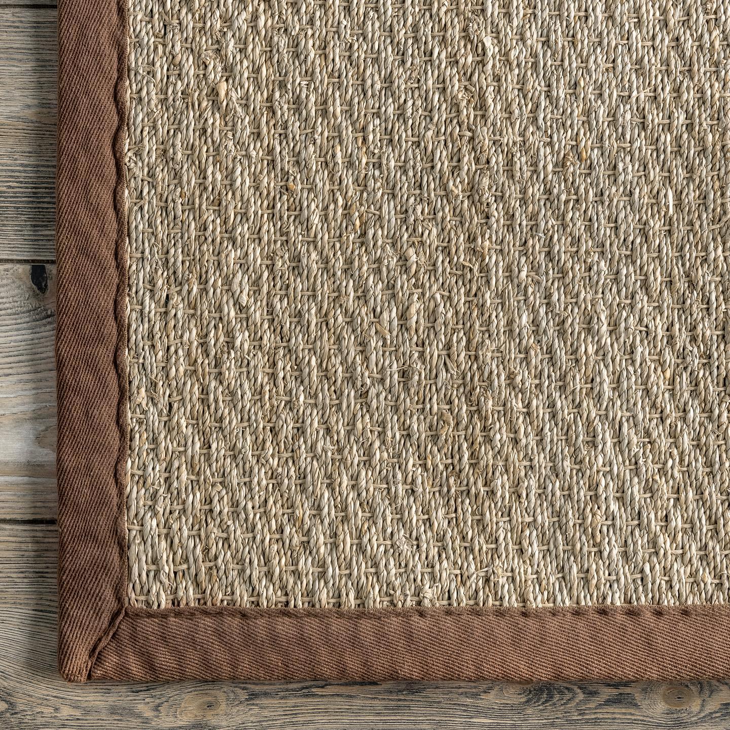 Elijah Brown Seagrass 5x8 Area Rug with Cotton Border