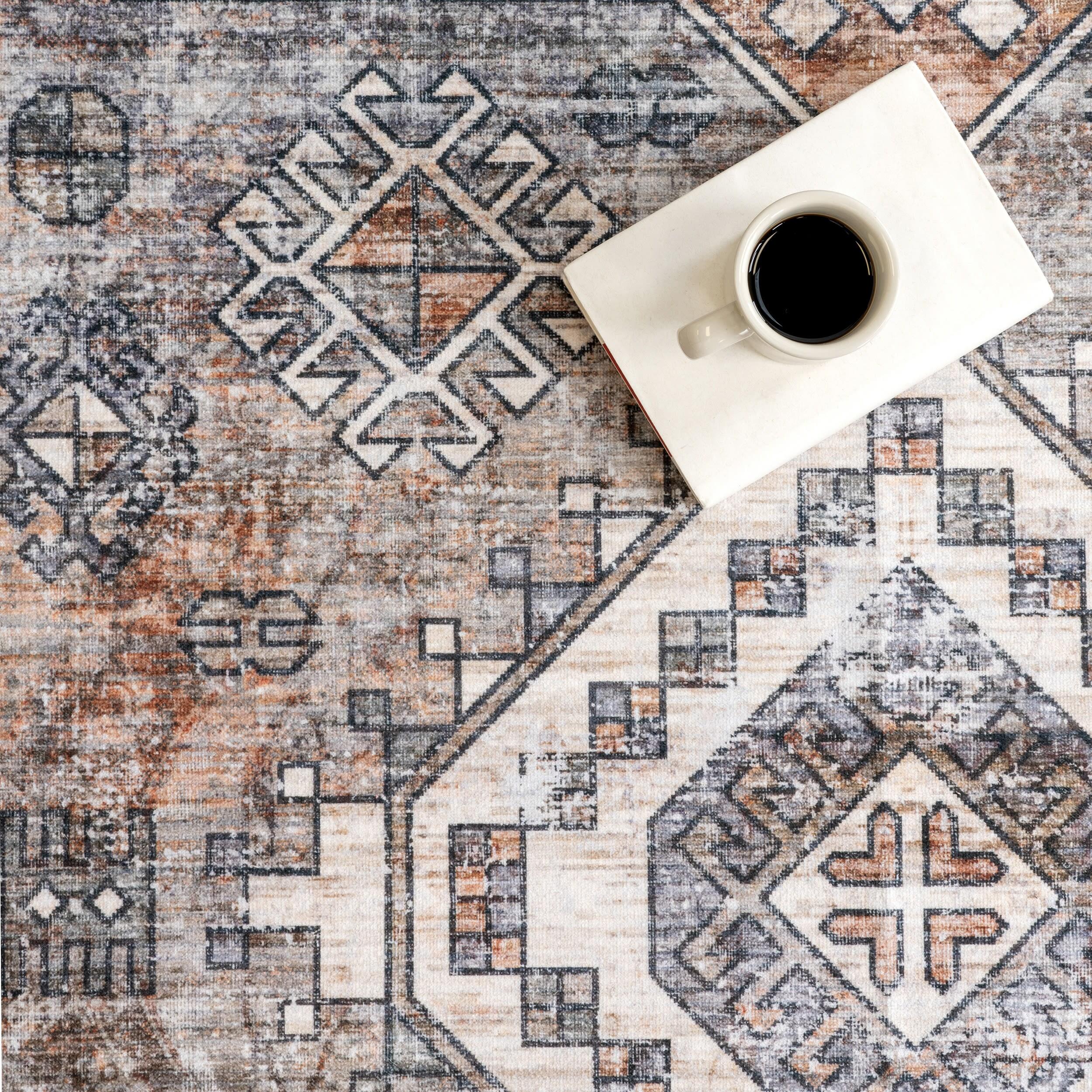 Nuloom 5x8 Machine Washable Rain Haven Vintage Medallion Indoor Area Rug, Rust Non-Slip Backing, Stain Resistant, BedroomLiving Room, Kitchen