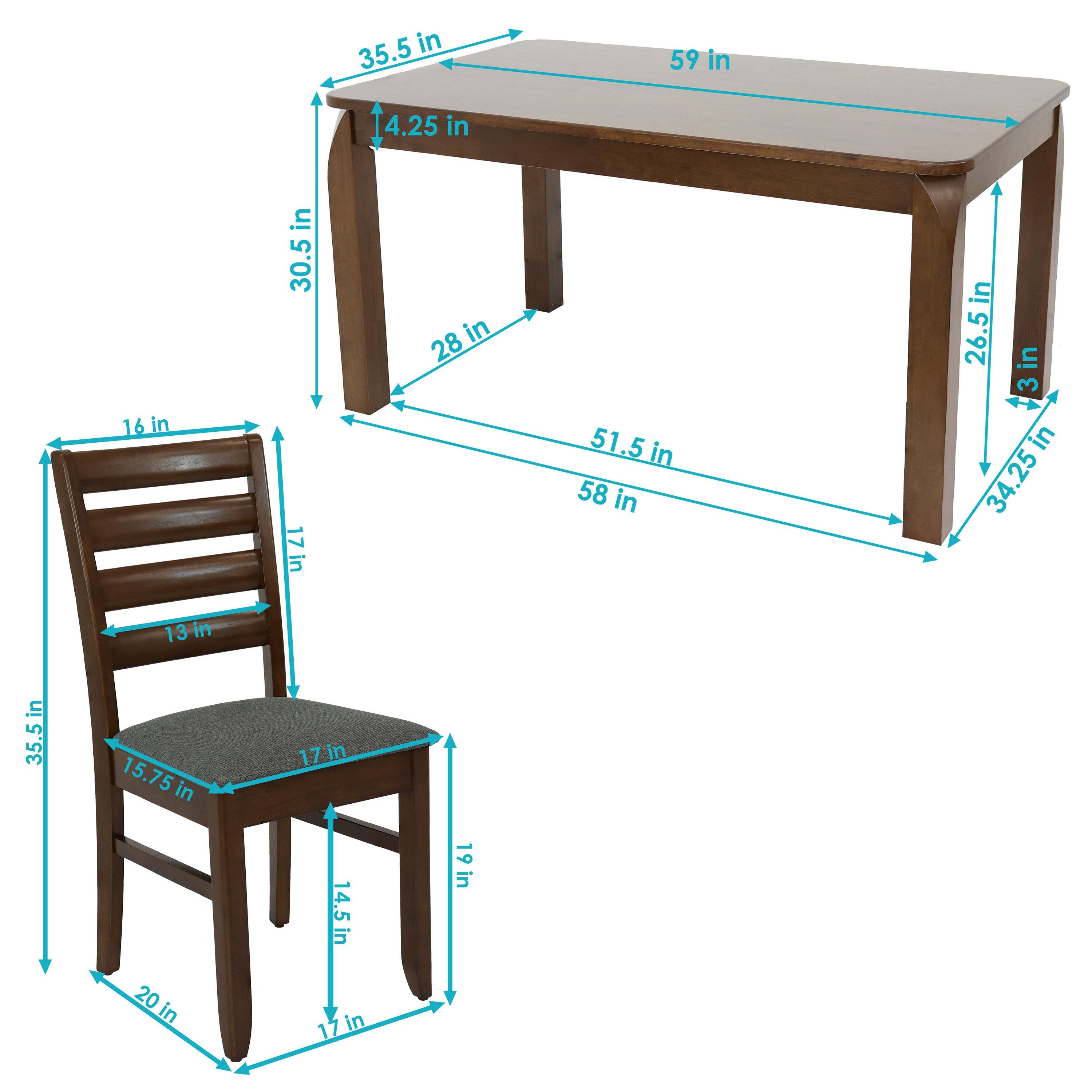Sunnydaze Indoor 5-Foot Solid Rubberwood Rectangular Dining Table - Dark Walnut