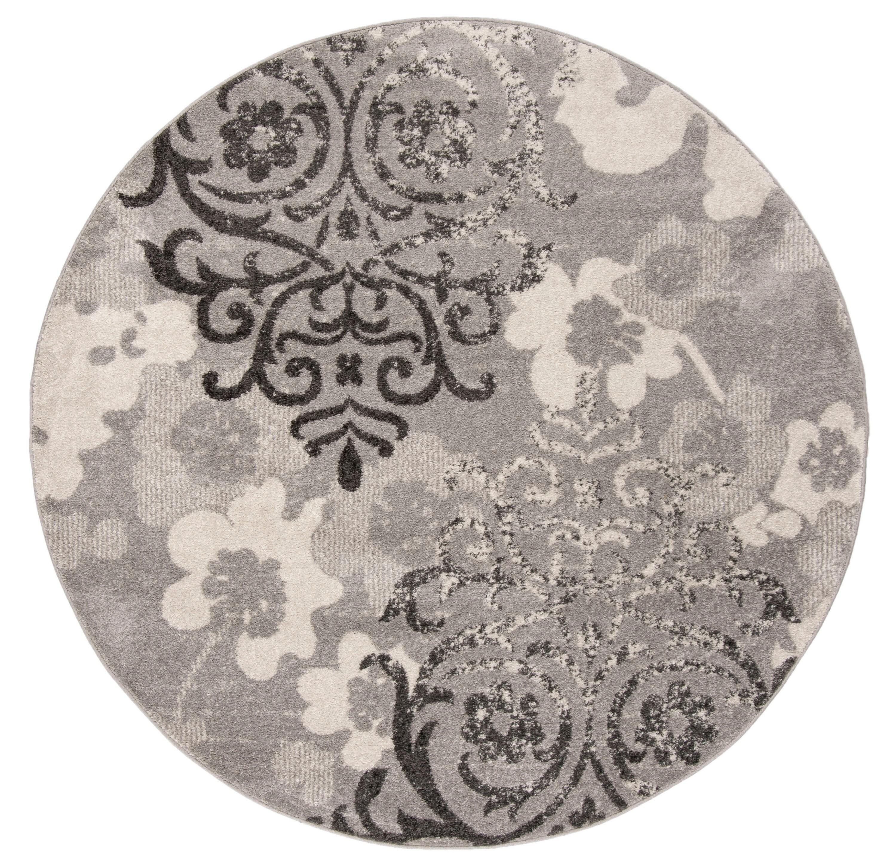 Adirondack ADR114 Machine Made Indoor Area Rug - Silver/Ivory - 10' Round - Safavieh