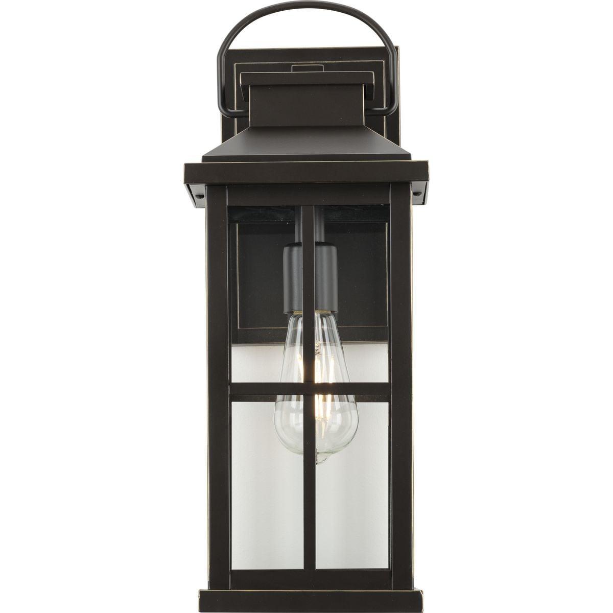 Progress Lighting Williamston 1-Light Antique Bronze Farmhouse Outdoor Large Wall Lantern with Clear Glass Shade
