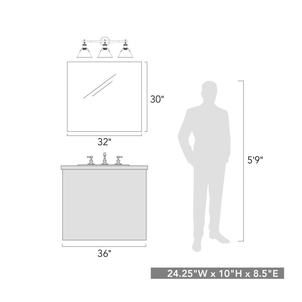 Golden Lighting Orwell 3-Light Vanity Light in Aged Brass with Navy Blue