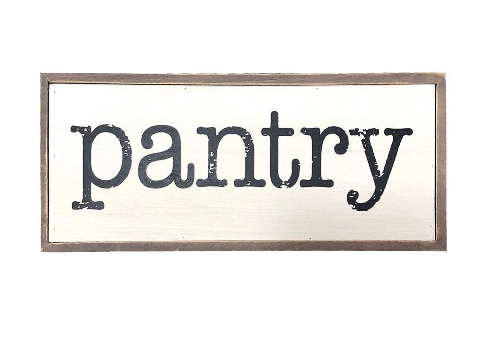 Parisloft Pantry Rustic Wood Block Sign, Small Farmhouse Tabletop Decor for Kitchen